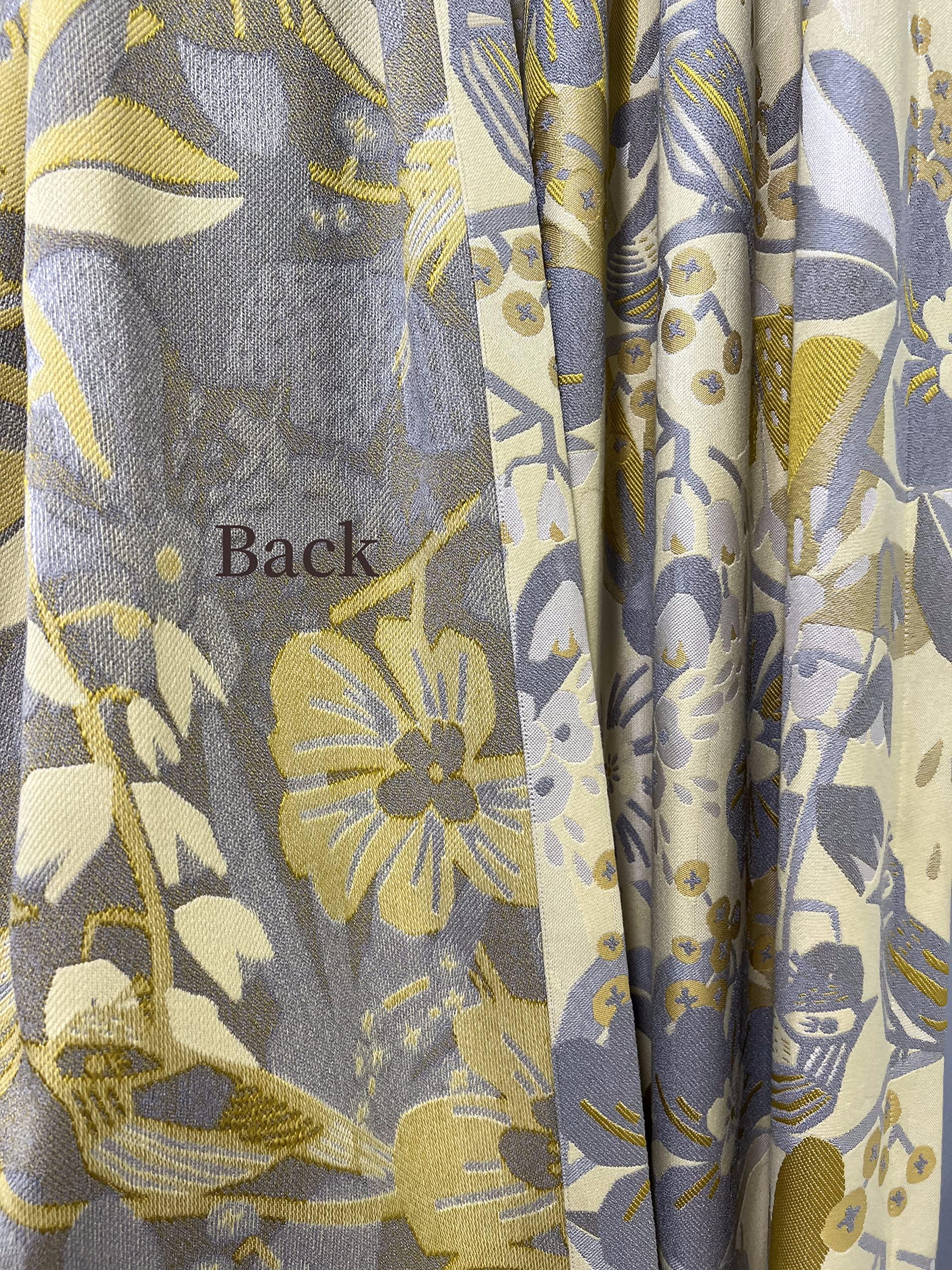 ILUOGUDU Yellow Window Curtains Drapes for Living Room 102 Inch Length 1 Panel Set Long Cotton Linen Textured Floral Jacquard Semi Blackout Farmhouse Darkening Curtain for Bedroom (Pinch Pleated, 52"W x 102"L)