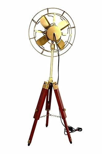 HomeLoft Basics Nautical Fan Home & Office Adjustable Height Wooden Stand Fan Decor Item, brown