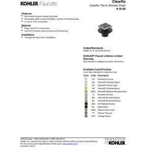 Kohler Kohler K-9136-CP Square Design Tile-In Shower Drain, Polished Chrome