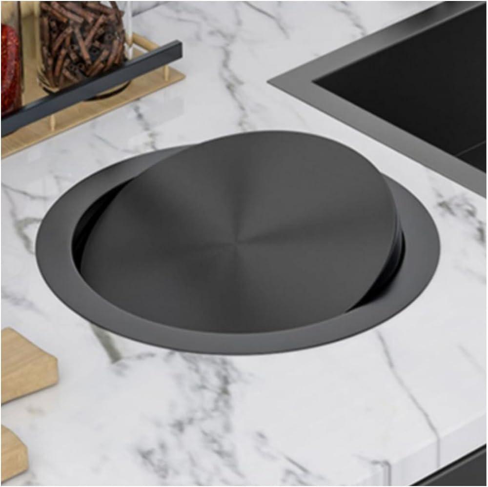 YISHUOYZBS Waste Chute Lid Built-in Countertop Trash Bin Lid Cover, Stainless Steel Garbage Lid Balance Flap Cover, Brushed Surface Trash Grommet Swing Trash Can Lid, for Kitchen/Bathroom/Restaurant-gold