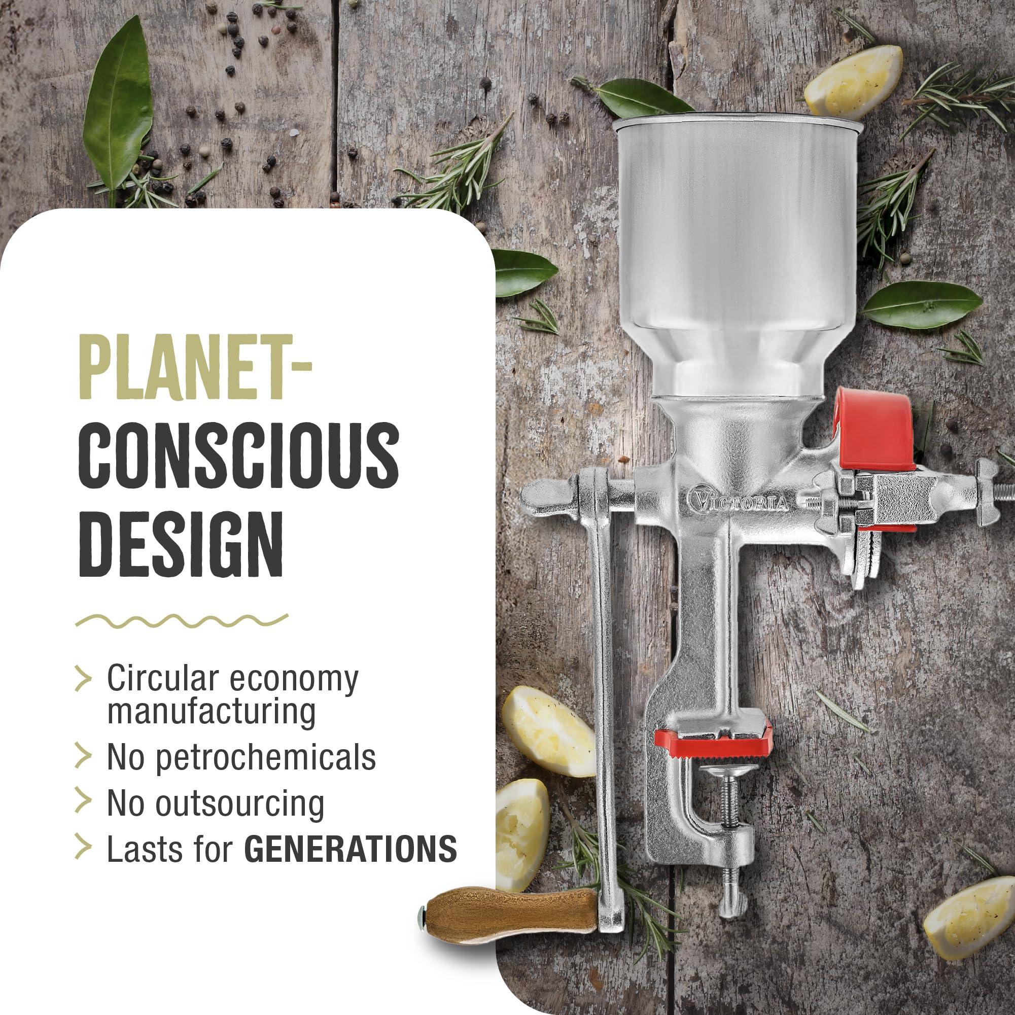 Victoria Victoria Manual High-Hopper Grain Grinder, Made in Colombia, Silver