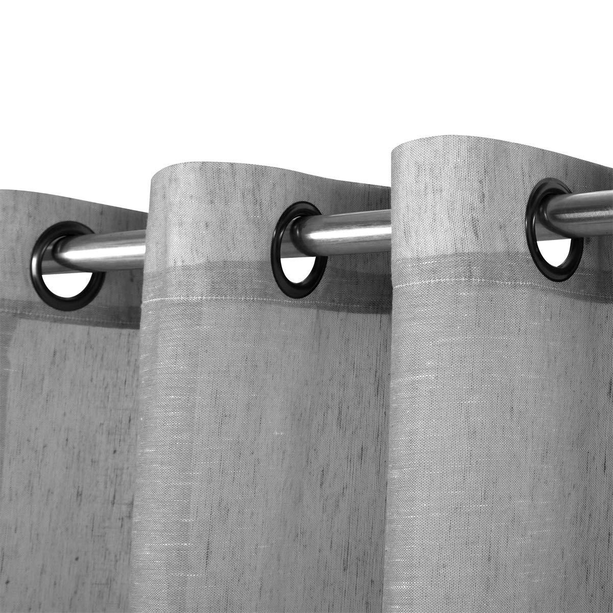 LOYOLADY LOYOLADY Sheer Linen Sheer Curtains for Bedroom, Grey Sheer Curtains 96 inches Long, Grommet Farmhouse Sheer Curtains for Living Room, Set of 2 Panels 52" W x 96" L