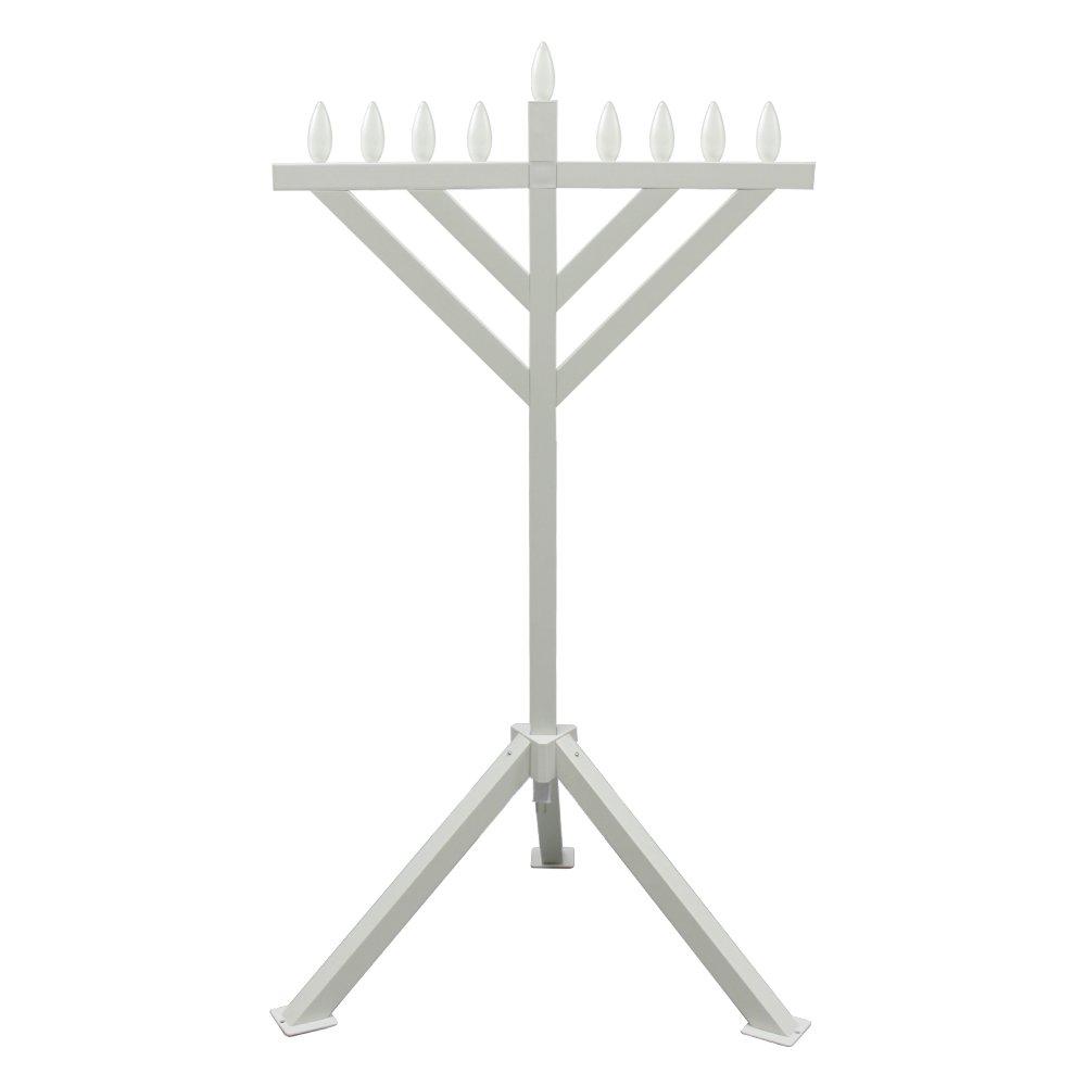 Zion Judaica Ltd Zion Judaica Electric Menorah PVC Indoor/Outdoor Use - 52\'\' Tall (White)