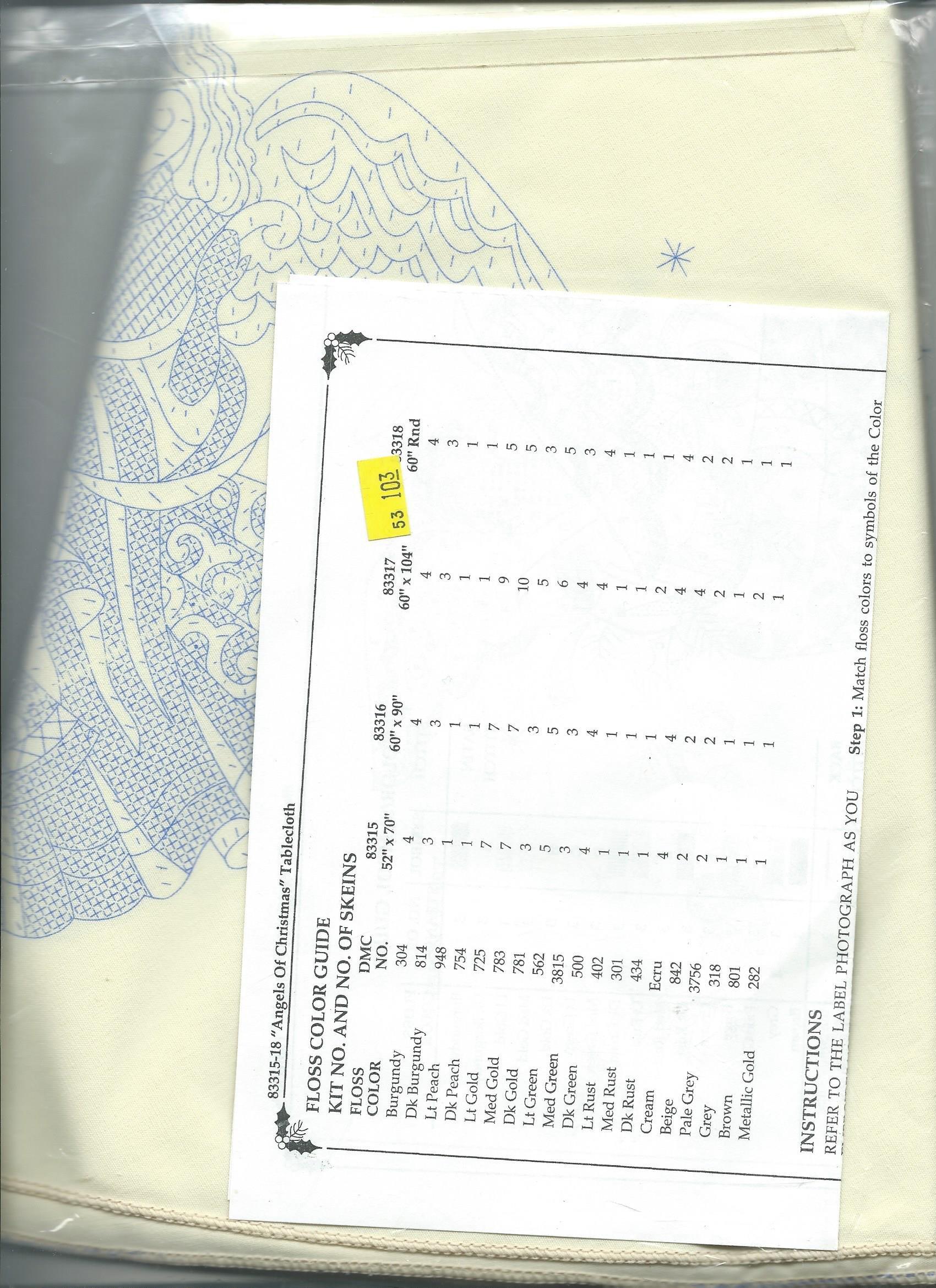 Bucilla Bucilla \"ANGELS OF CHRISTMAS\" Stamped Cross Stitch Tablecloth--60\" Round