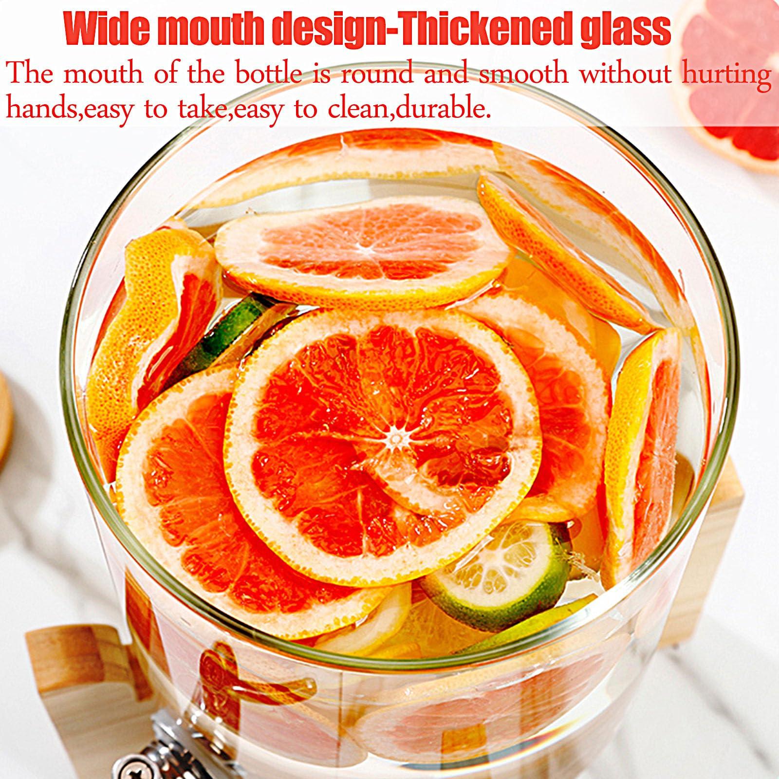 WRJAHCG WRJAHCG Glass Drink Dispenser for Parties,Glass Jar Beverage Dispenser with Stand Glass Beverage Dispenser with Stainless Steel Spigot for BBQ, Picnic, Pool Party and Social Events,4L