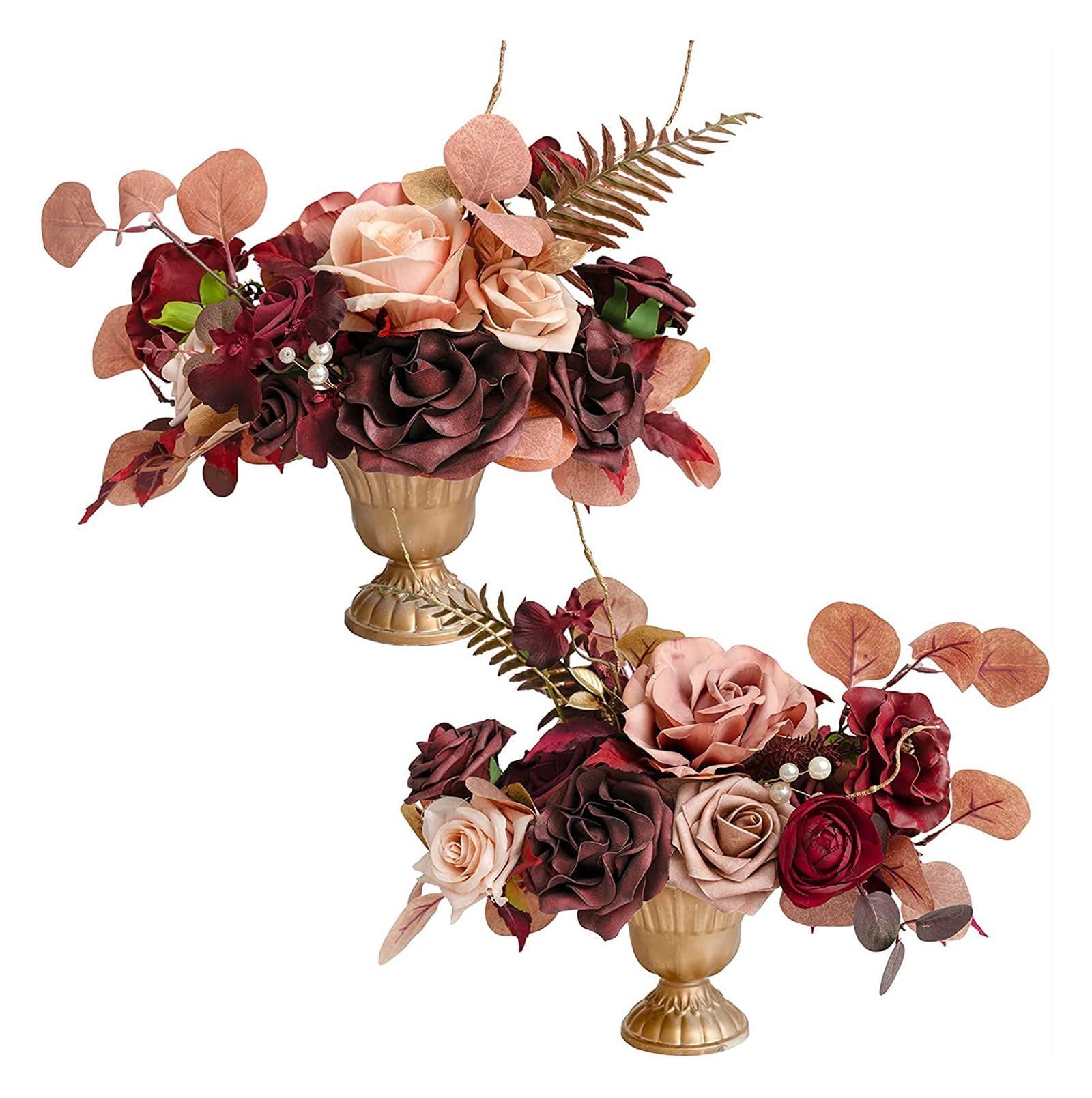 Tkasniy Flower Balls Arrangement Bouquet - 2 Pcs White Rose Fake Flowers Balls for Centerpieces Tables, Artificial Wedding Flowers for Wedding Aisle Decor