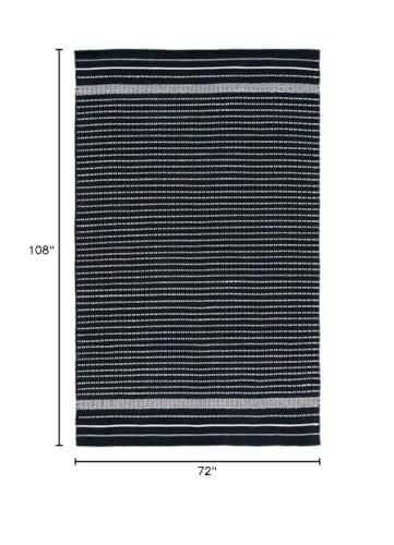 Safavieh SAFAVIEH Kilim Collection Area Rug - 6' x 9', Black & Ivory, Handmade Flat Weave Cotton, Ideal for High Traffic Areas in Living Room, Bedroom (KLM706Z)