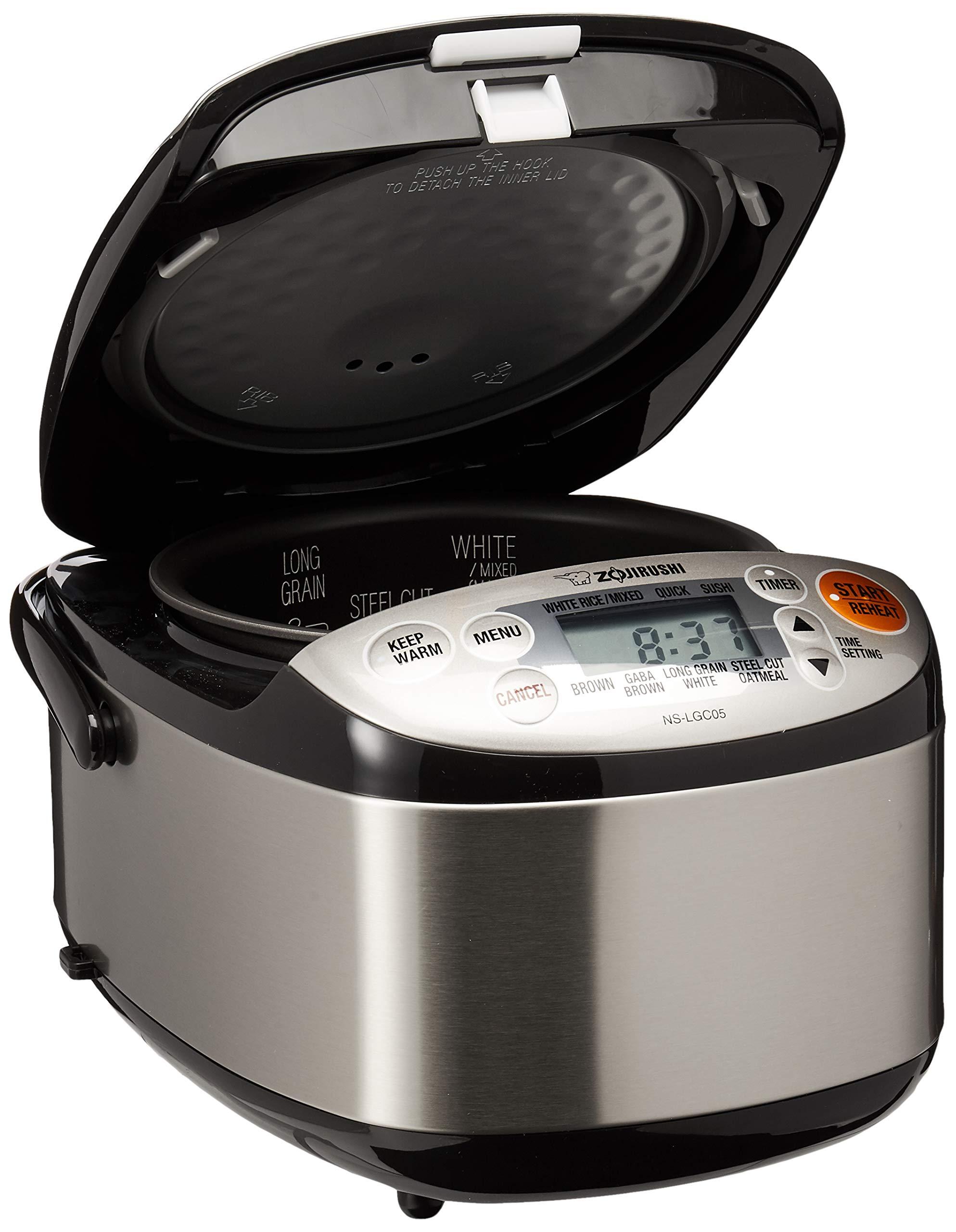 Zojirushi Zojirushi NP-NWC10XB 5.5-Cup Pressure Induction Heating Rice Cooker and Warmer (Stainless Black) & NS-LGC05XB Micom Rice Cooker & Warmer, 3-Cups (uncooked), Stainless Black