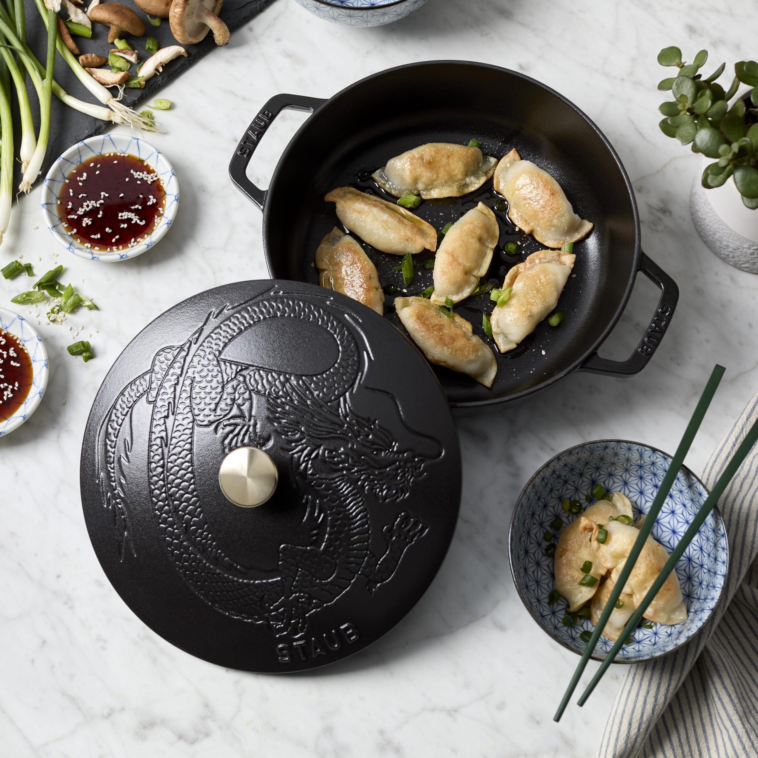 STAUB Staub Cast Iron 2.5-qt Braiser with Dragon Lid - Matte Black