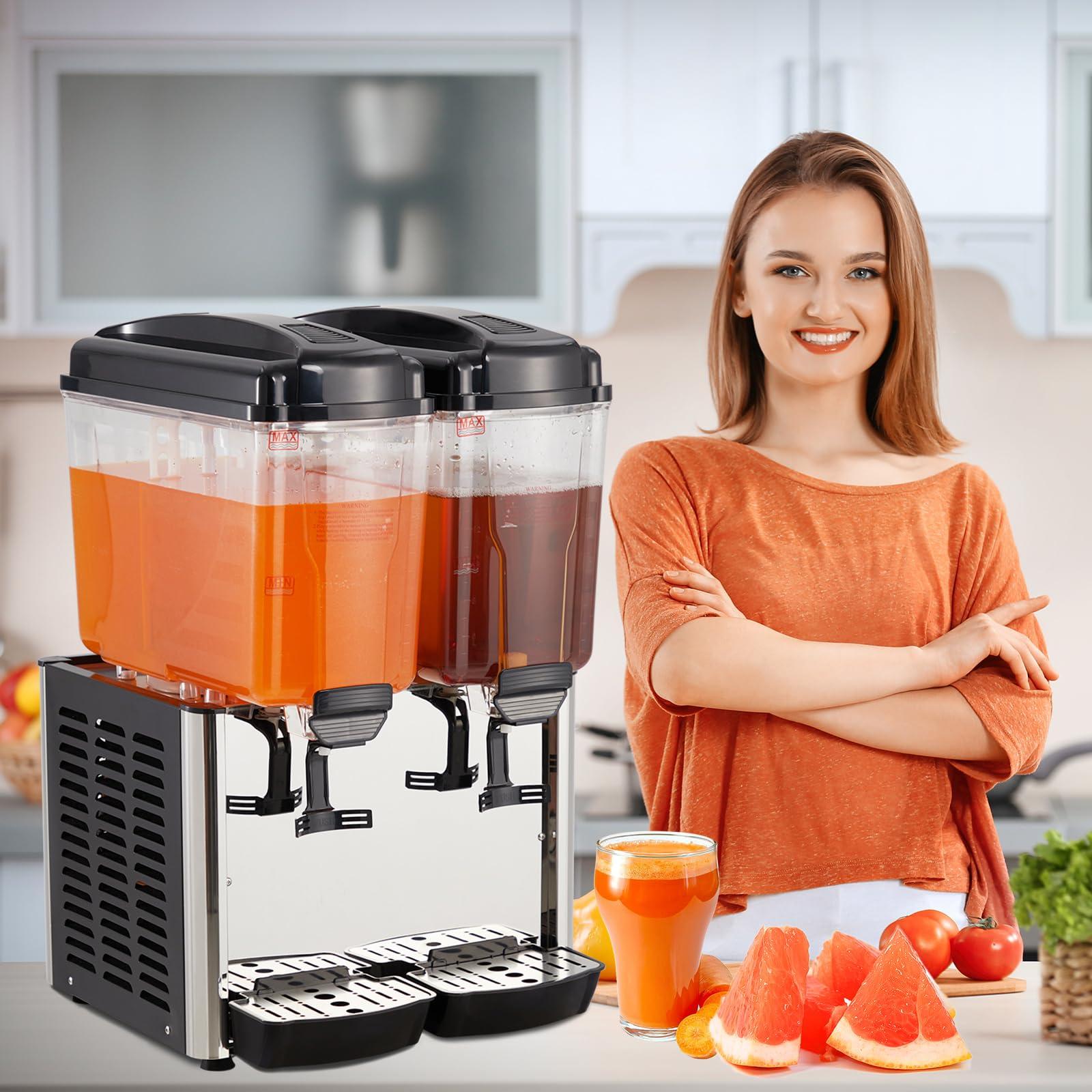 GARVEE Commercial Beverage Dispenser - 2 * 9.6 Gal Stainless Steel Drink Dispenser, Food Grade Commercial Juice Dispenser with Thermostat Control for Cold Drinks, Cafeterias, Hotel Parties