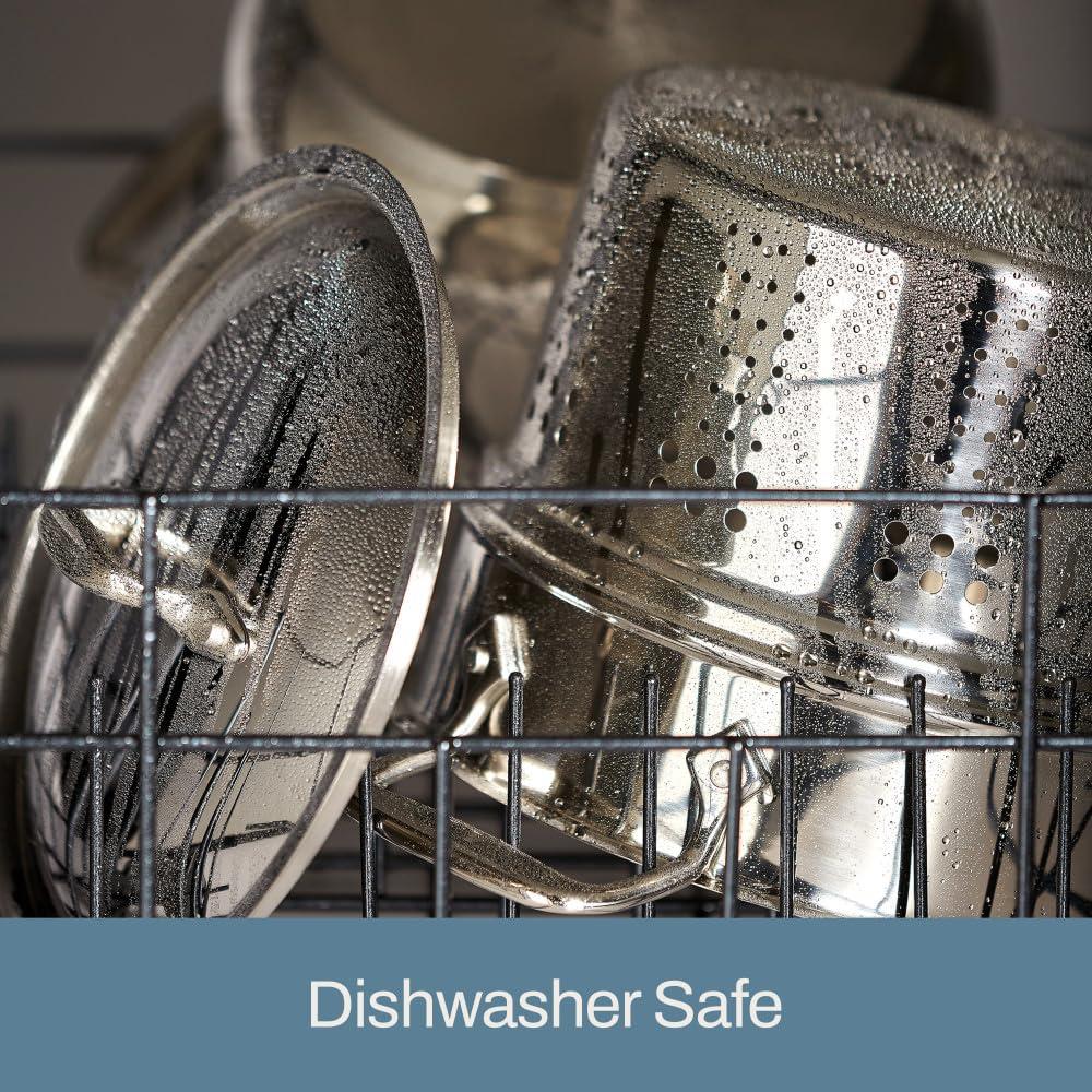 All-Clad All-Clad Specialty Stainless Steel Stockpot, Multi-Pot with Strainer 3 Piece, 6 Quart Induction Oven Broiler Safe 500F Strainer, Pasta Strainer with Handle, Pots and Pans Silver