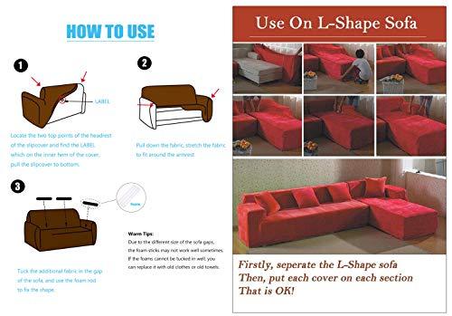 WOMACO WOMACO L Shape Sofa Covers Sectional Sofa Cover 2 pcs Stretch Sofa Slipcovers for L-Shape Couch (L-Shape 3+3 Seats, Black)