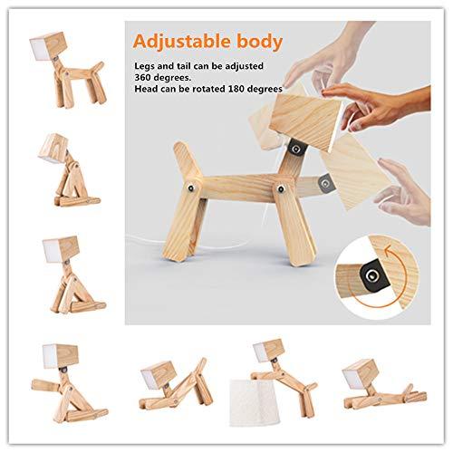 HROOME HROOME Super Cute Dog Table Lamp for Kids Room Bedroom Bedside - Dimmable Touch Control Wood Fun Unique Desk Lamp Warm White Light Gifts for Friends Boys Girls Dorm Farmhouse (Medium-Wood Color)