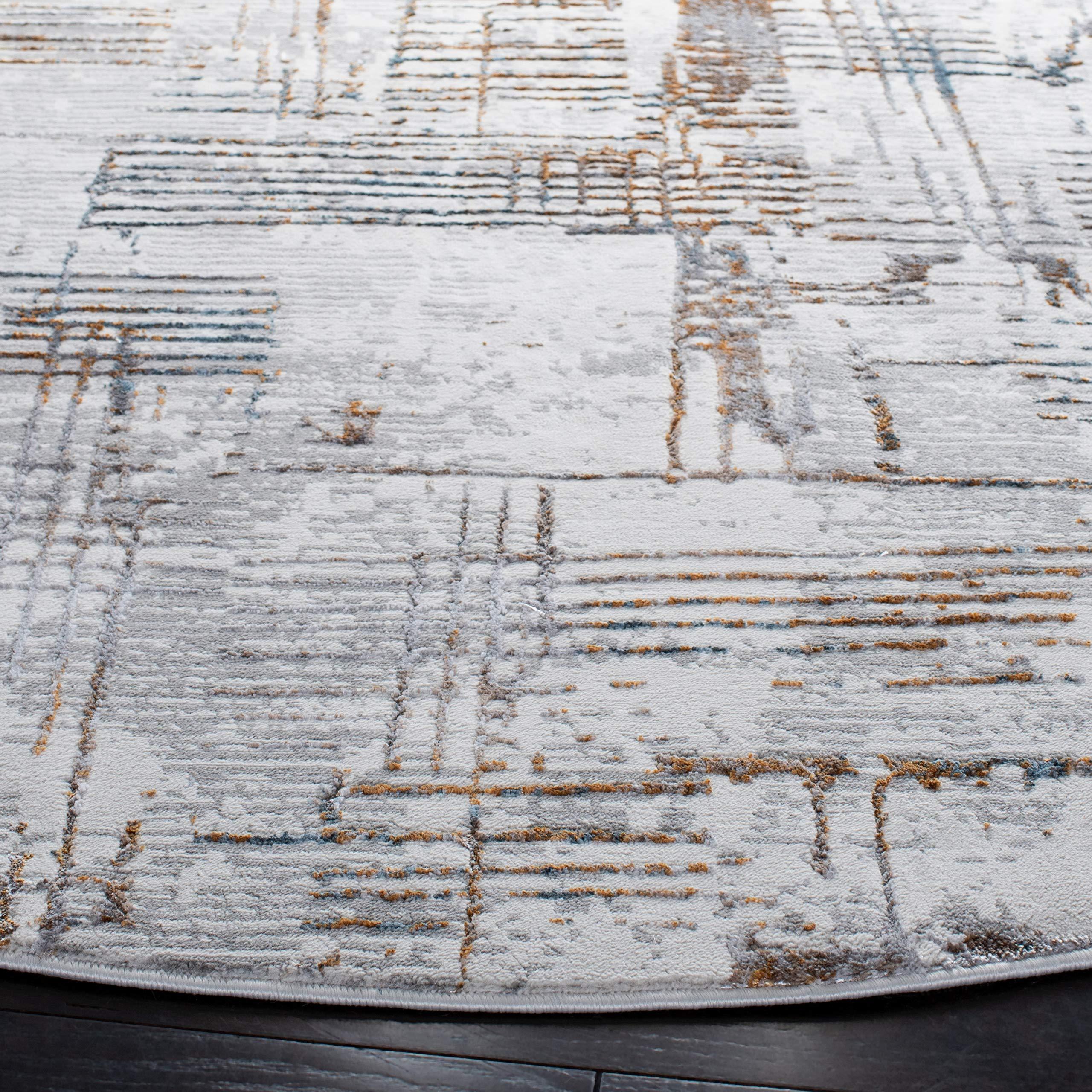 Safavieh SAFAVIEH Sonoma Collection 6'7" Round Grey/Ivory SON379F Modern Abstract Distressed Area Rug