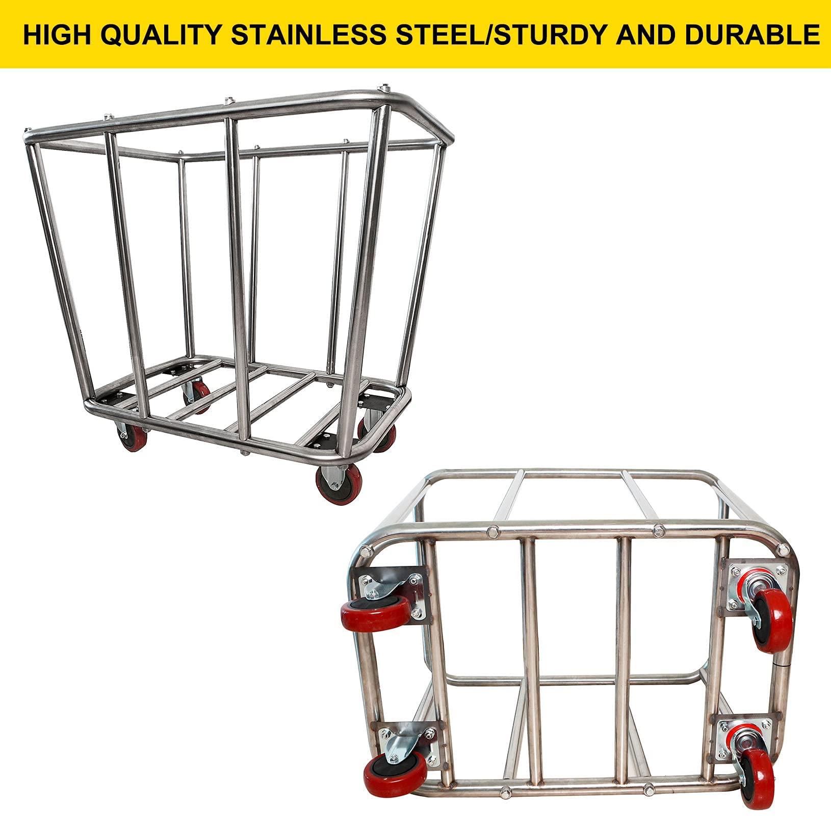 Graywlof Laundry Cart,Industrial Commercial Large Rolling Laundry Cart Dirty Clothes Bin with Wheels,Heavy Duty Canvas Hamper,10 Bushel,Beige,260LBS Load Laundry Cart (Beige)