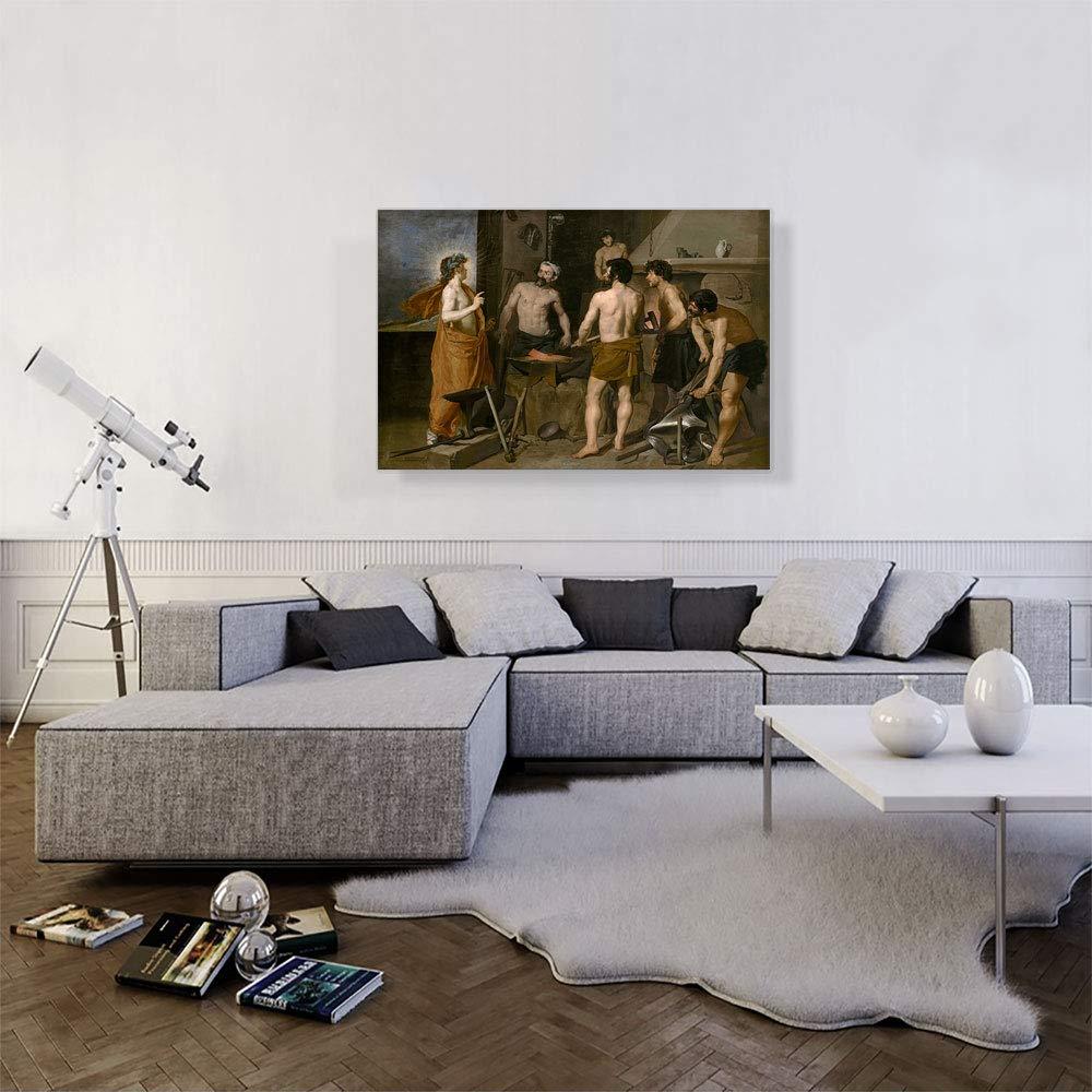 ARTCANVAS ARTCANVAS Apollo In The Forge Of Vulcan 1629 Canvas Art Print Stretched Framed Painting Picture Poster Giclee Wall Decor by Diego Velazquez - 40\" x 26\" (1.50\" Deep)