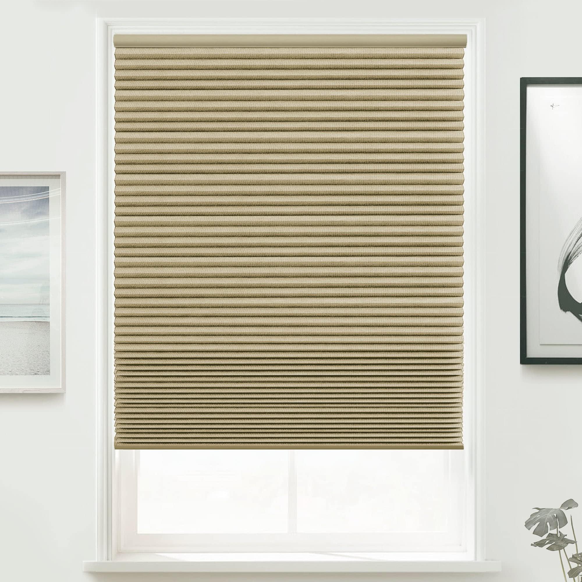 Mood MOOD Blackout Cellular Shades | Luxury Meets Function | Cordless, Extra Large 1.5 Inch Cells, Insulation, Acoustic Comfort | Honeycomb Blinds for Windows | Amber | 39.5" Width x 24" Height