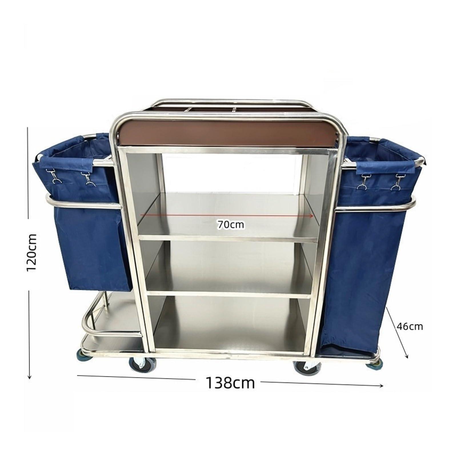 ZYYASHSV Commercial Laundry Cart with Wheels Hotel Work Cloth Trolley Universal Wheel Room Service Hotel Stainless Steel Single Side Bilateral Room Mouth Cleaning Cleaning Car Rolling Laundry Sorter Cart