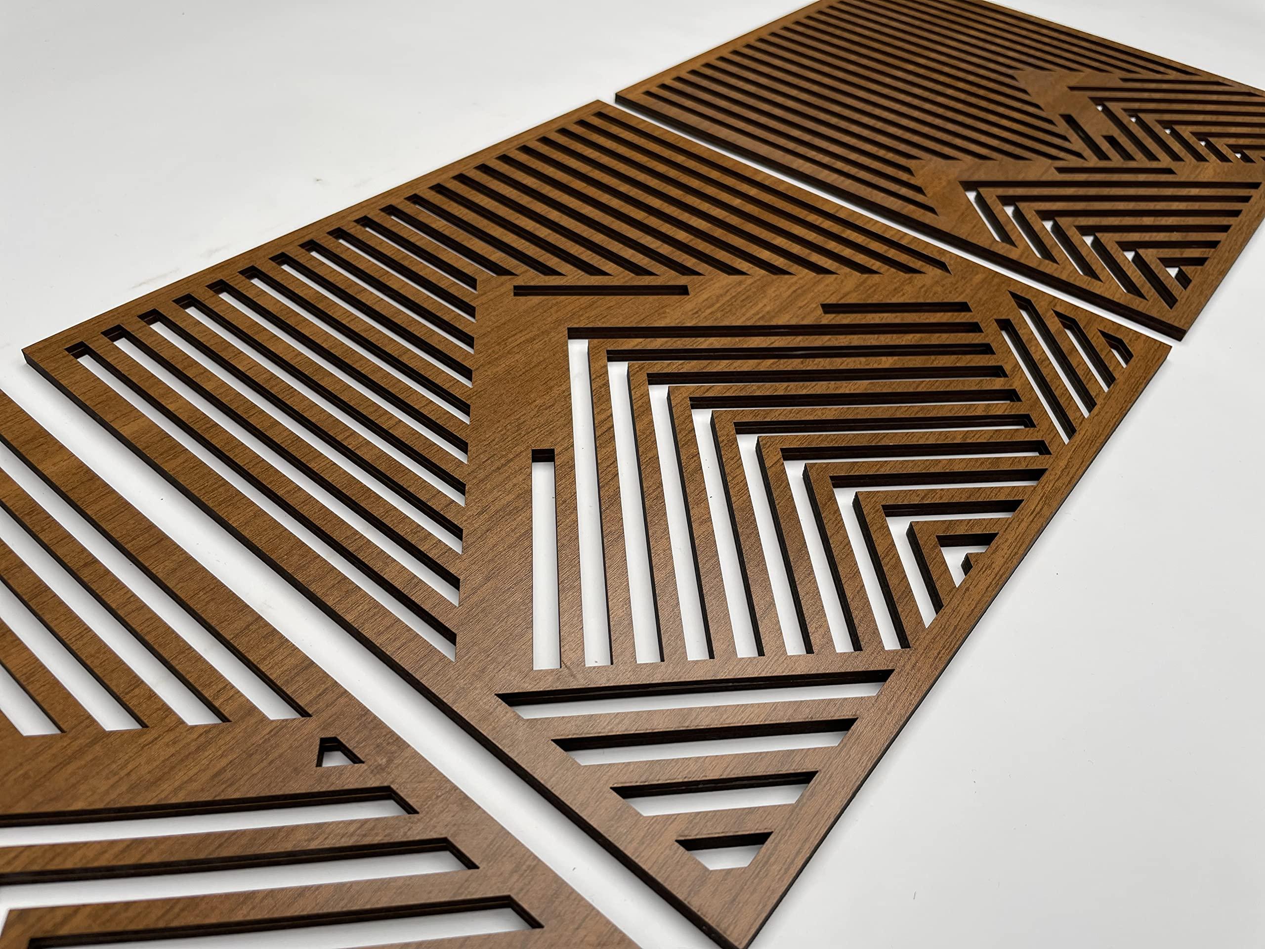 Ent Wood Art Geometric mountain wood wall art decor, 3 piece mountain wooden wall decoration, Large geometric wall art