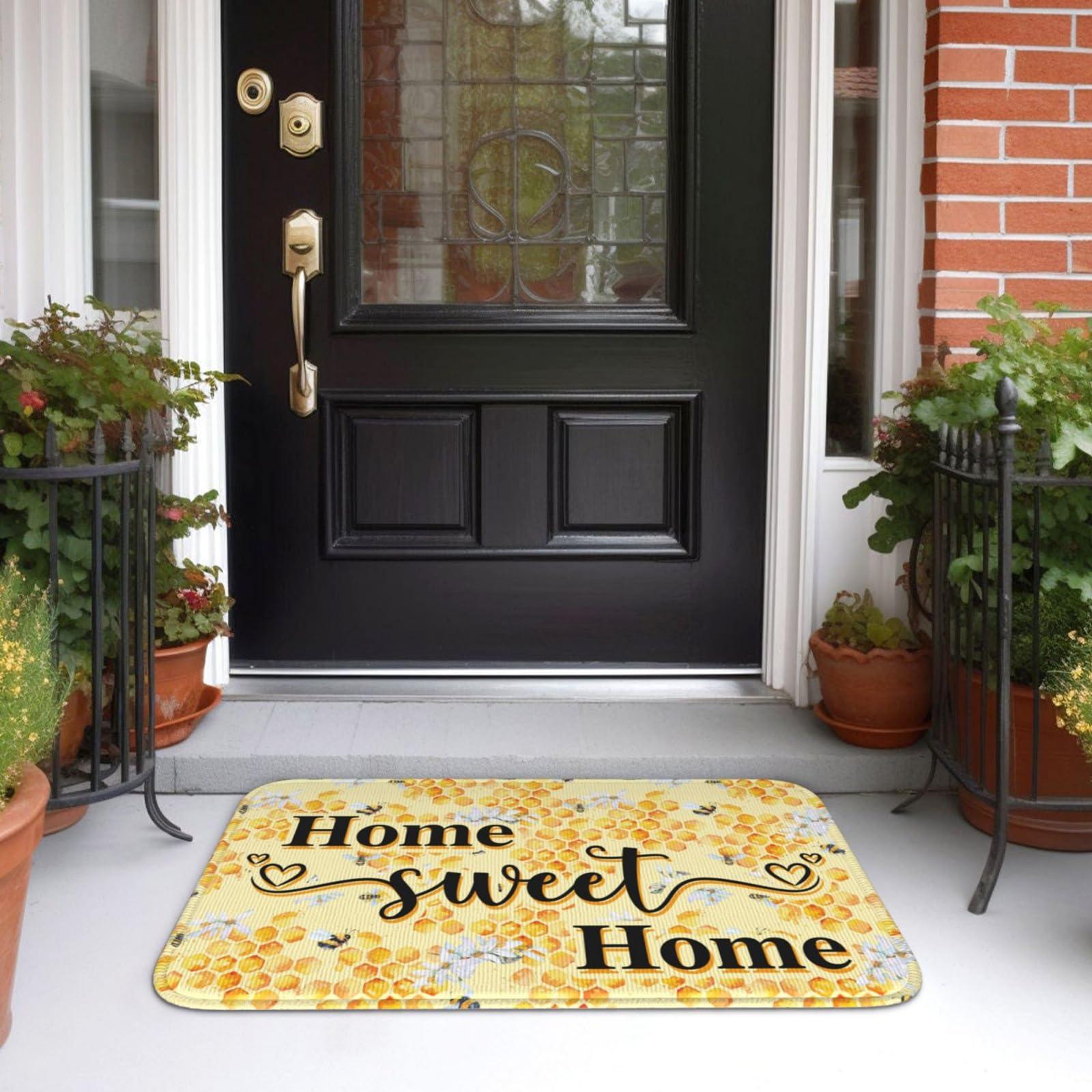 Lairep Lairep Outdoor Welcome Mat, Home Sweet Home Door Mat, Cushioned Anti Fatigue Kitchen Mat, Yellow Farmhouse Doormats for Home Entrance, Washable Non Slip Indoor Entry Rug, 3120 Inch