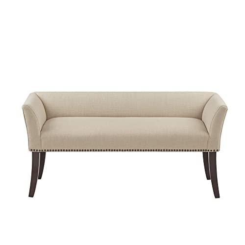 Madison Park Madison Park Welburn Bedroom Solid Wood Polyester Fabric Seating Modern Style, 49.5\"W x 19.25\"D x 23\"H, Cream