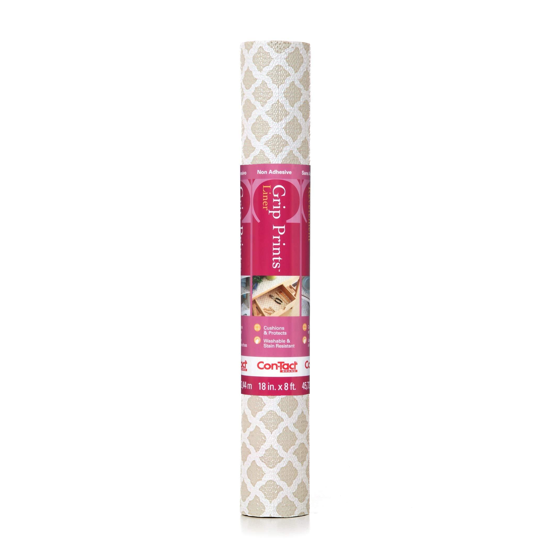 Con-Tact Brand Con-Tact Brand Grip Prints Shelf Liner, Durable and Non-Adhesive Liners, Non-Slip Drawer and Cabinet Liner, 18\" x 4\', Talisman Pale Gray, Pack of 1 Roll