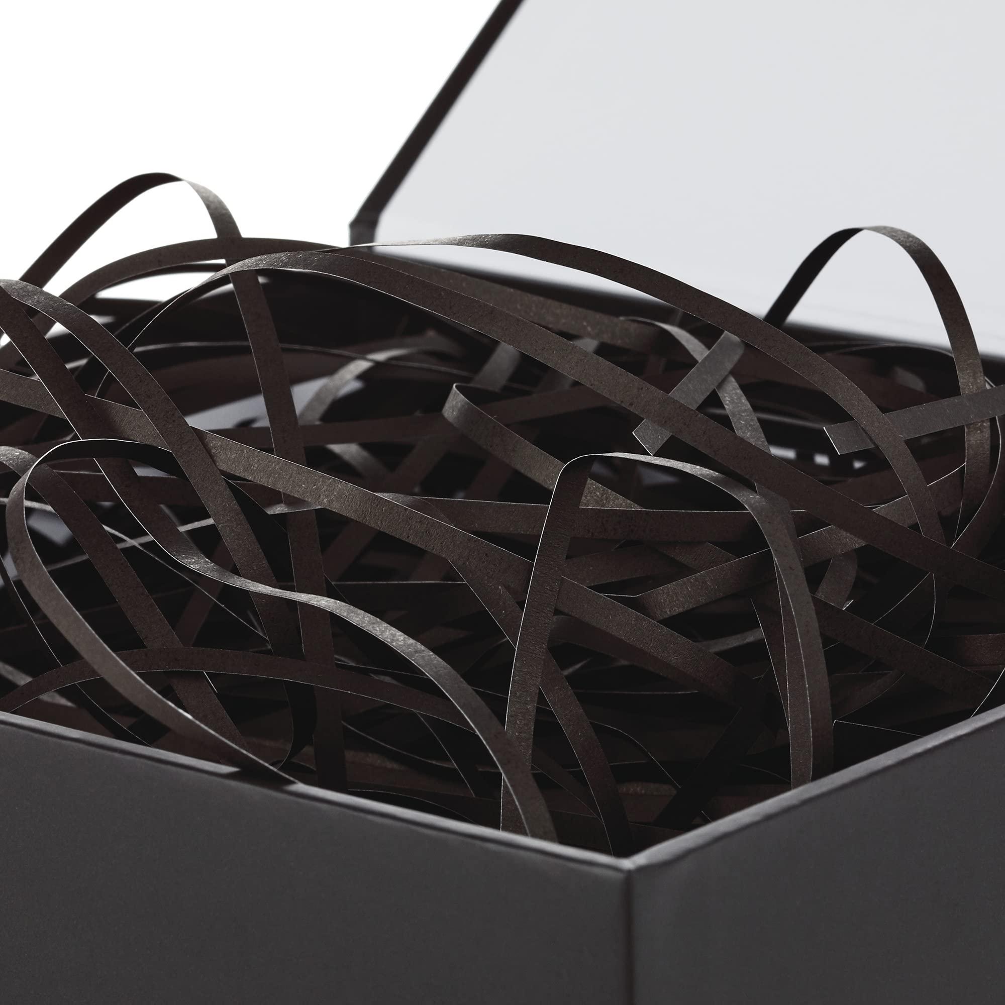 Hallmark Hallmark Medium Gift Box with Lid and Shredded Paper Fill (Black 7 inch Box) for Weddings, Graduations, Birthdays, Father\'s Day, Groomsmen Gifts, All Occasion