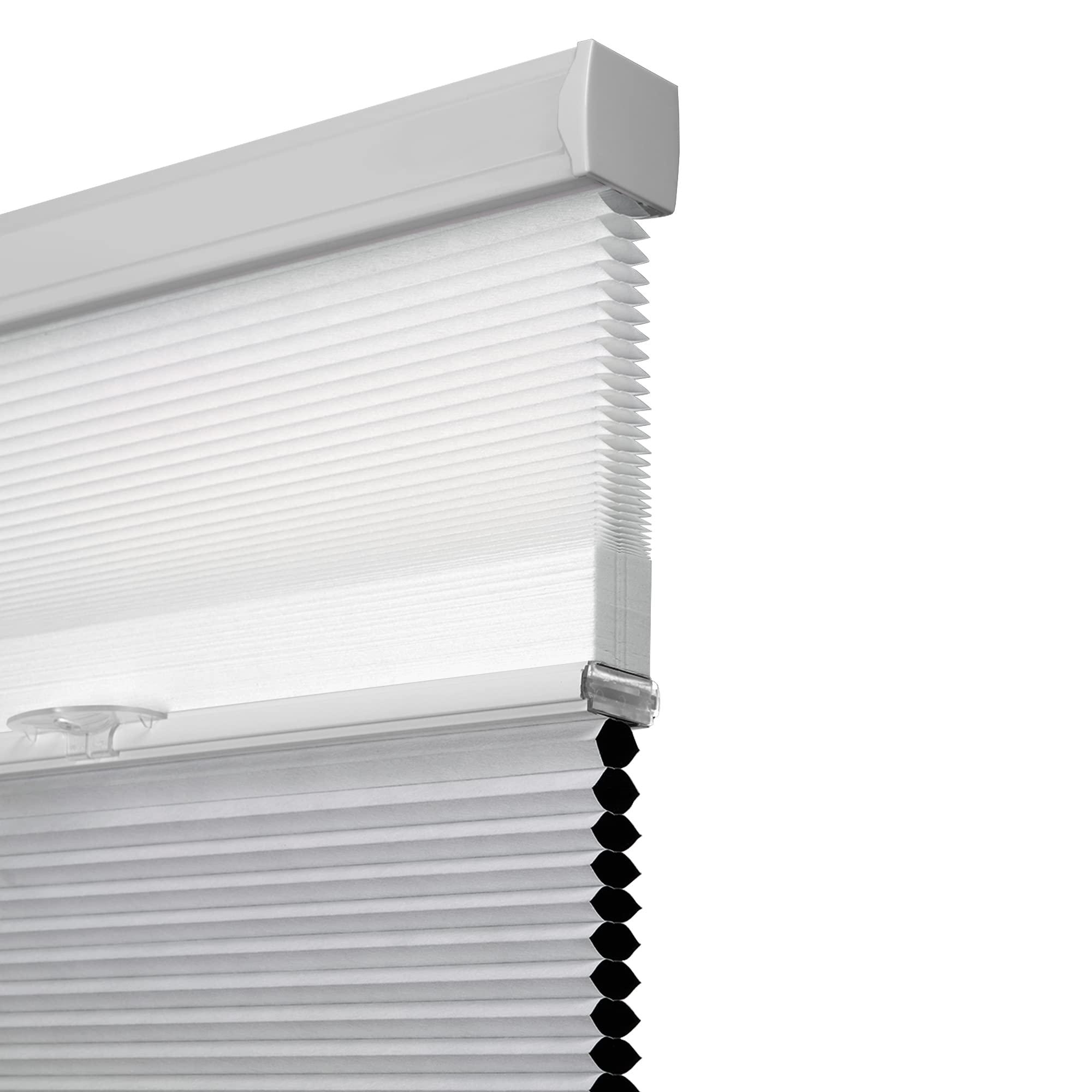 HOTSOON Day Night Cellular Shades Blackout Light Filtering Cellular Blinds Cordless 2 Shades in 1 Honeycomb Blinds for Windows, White, 23" W x 36" H