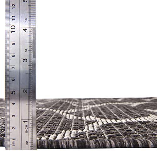 Unique Loom Unique Loom Outdoor Trellis Collection Area Rug - Trellis (Runner 2\' 0\" x 8\' 0\", Black/ Ivory)