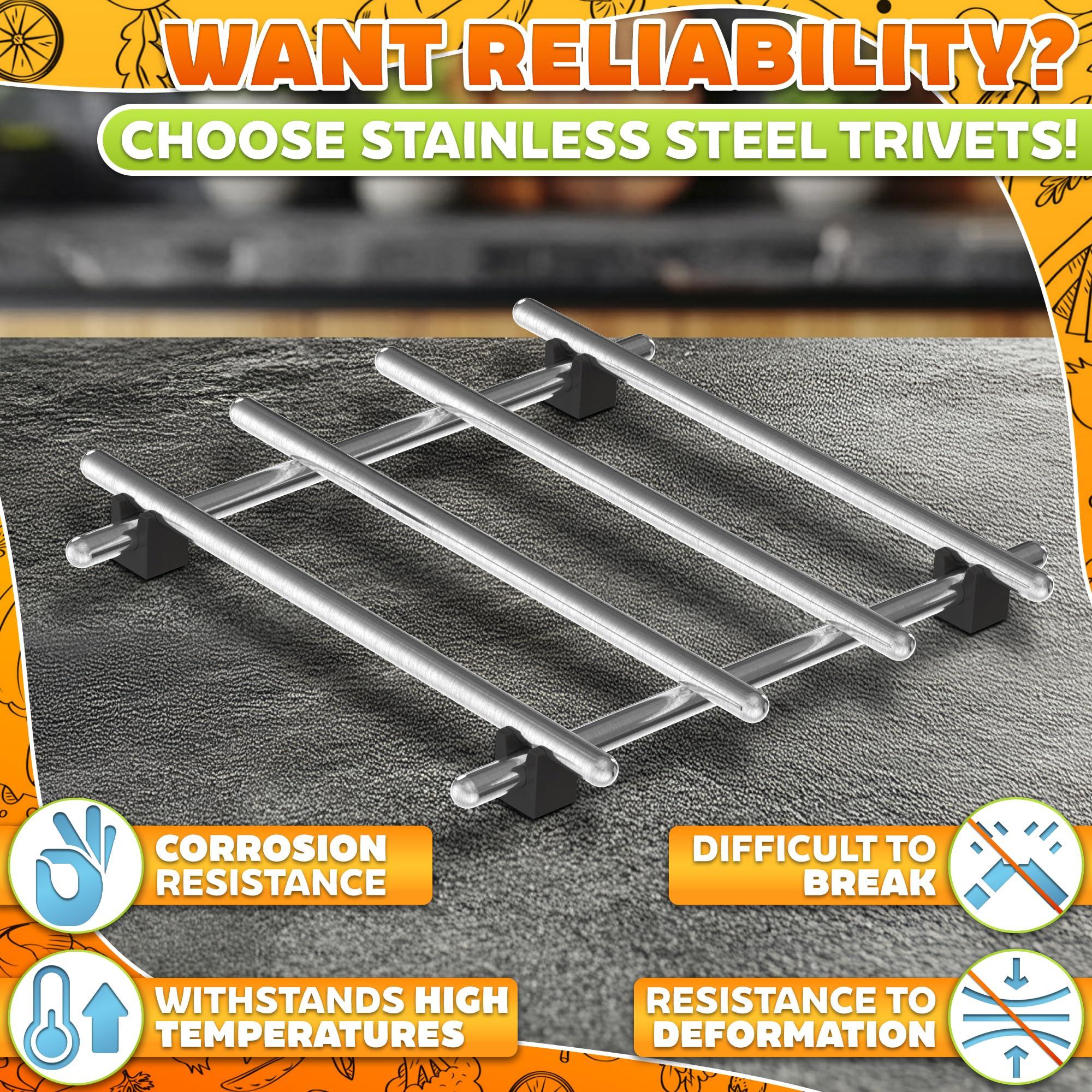 LEGLO Stainless Steel Trivet for Instant Pot - 2Pcs Stainless Steel Pot Trivets for Table Hot Pads for Kitchen Trivets for Hot Dishes - 7\" by 7\" Metal Cooling Racks Pans Set Pot and Pan Holder