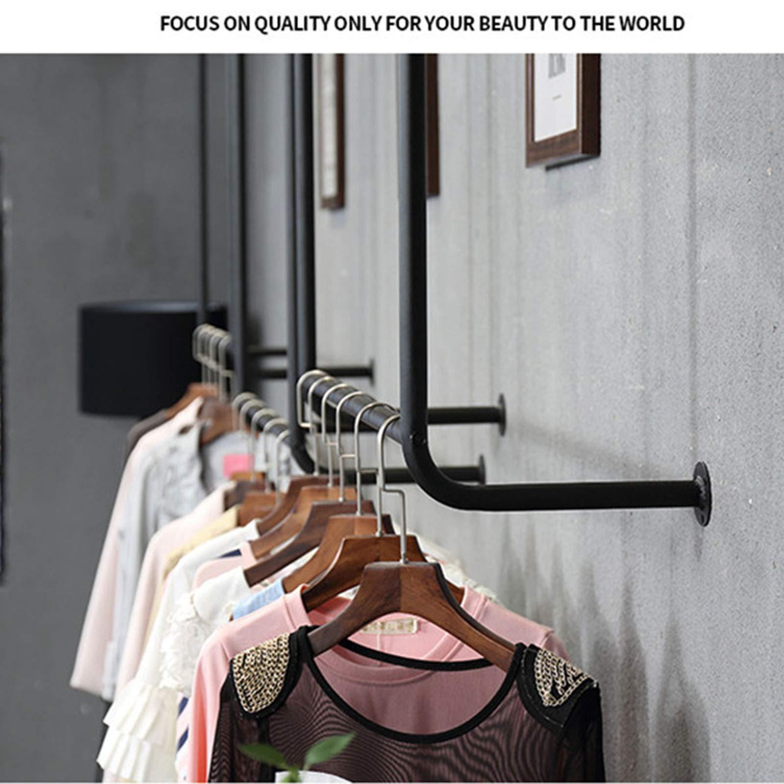 Wall Rack Wall-Mounted Clothes Rack Black Industrial Pipe Clothing Rack Stand, Heavy Duty Detachable Wall Metal Iron Garment Bar Towel Rack, Multi-Purpose Hanging Rod for Closet Storage