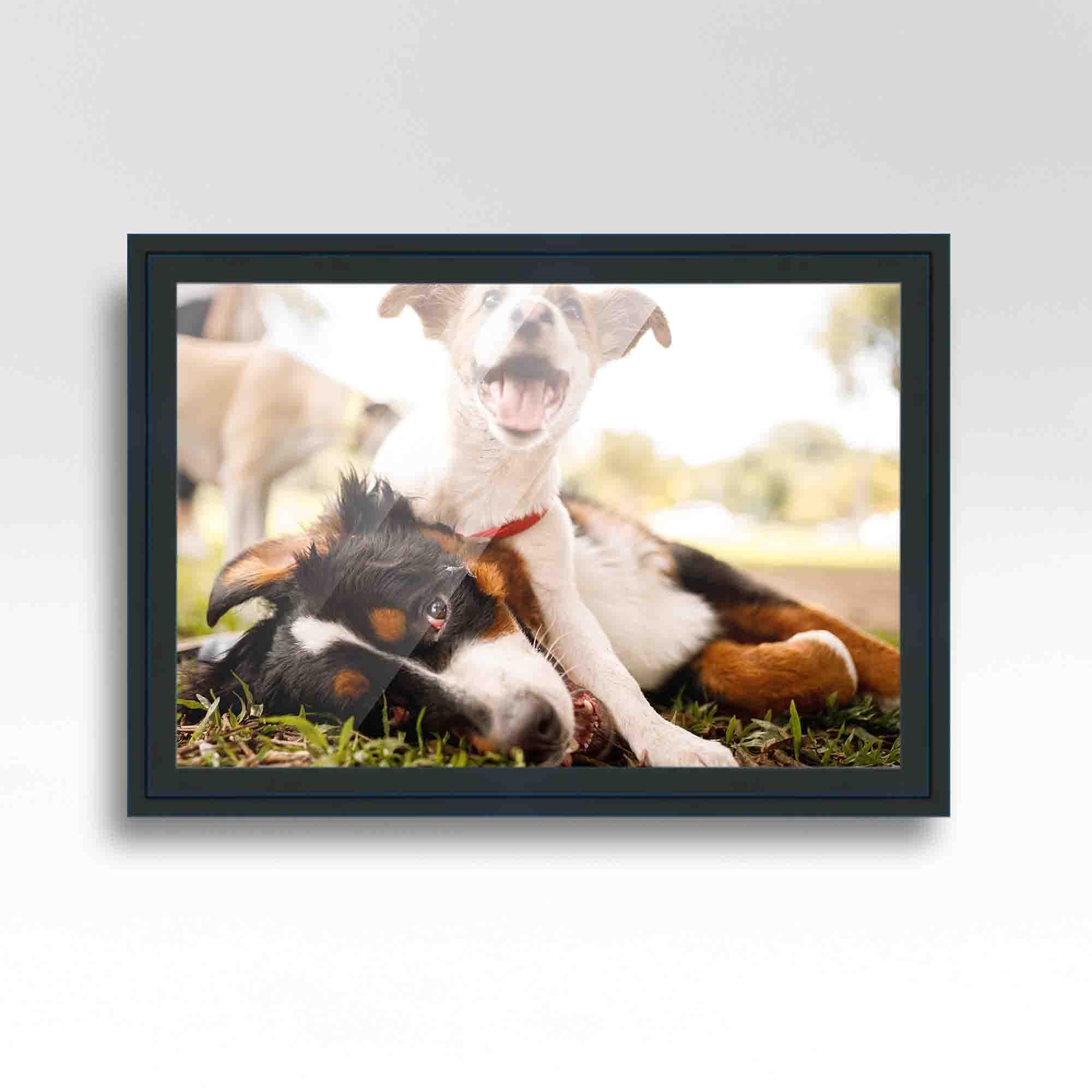CustomPictureFrames.com 12x7 Frame Black Real Wood Picture Frame Width 1.25 Inches | Interior Frame Depth 0.5 Inches | Gessato Blue Modern Photo Frame Complete with UV Acrylic, Foam Board Backing & Hanging Hardware