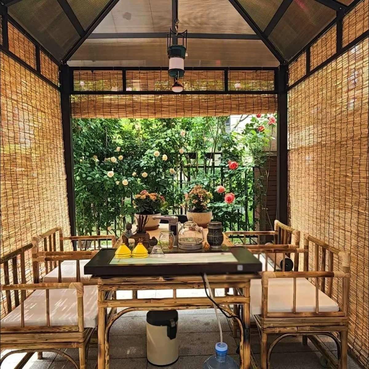 MObyat Bamboo Blinds for Outdoor Retro Bamboo Roller Shades Bamboo Roman Window Blind Sun Shade Blackout Roll Up Blinds for Window/Patio/Porch/Privacy Light Filtering Shades Cordless (Size : 64" L X 77" W