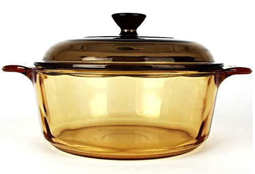 VISIONS Visions 1.25L Heat Resistant Amber Round Glass Ceramics Kitchen Cookware Multipot Dutch Oven Stockpot Cook Stock Pot with Lid