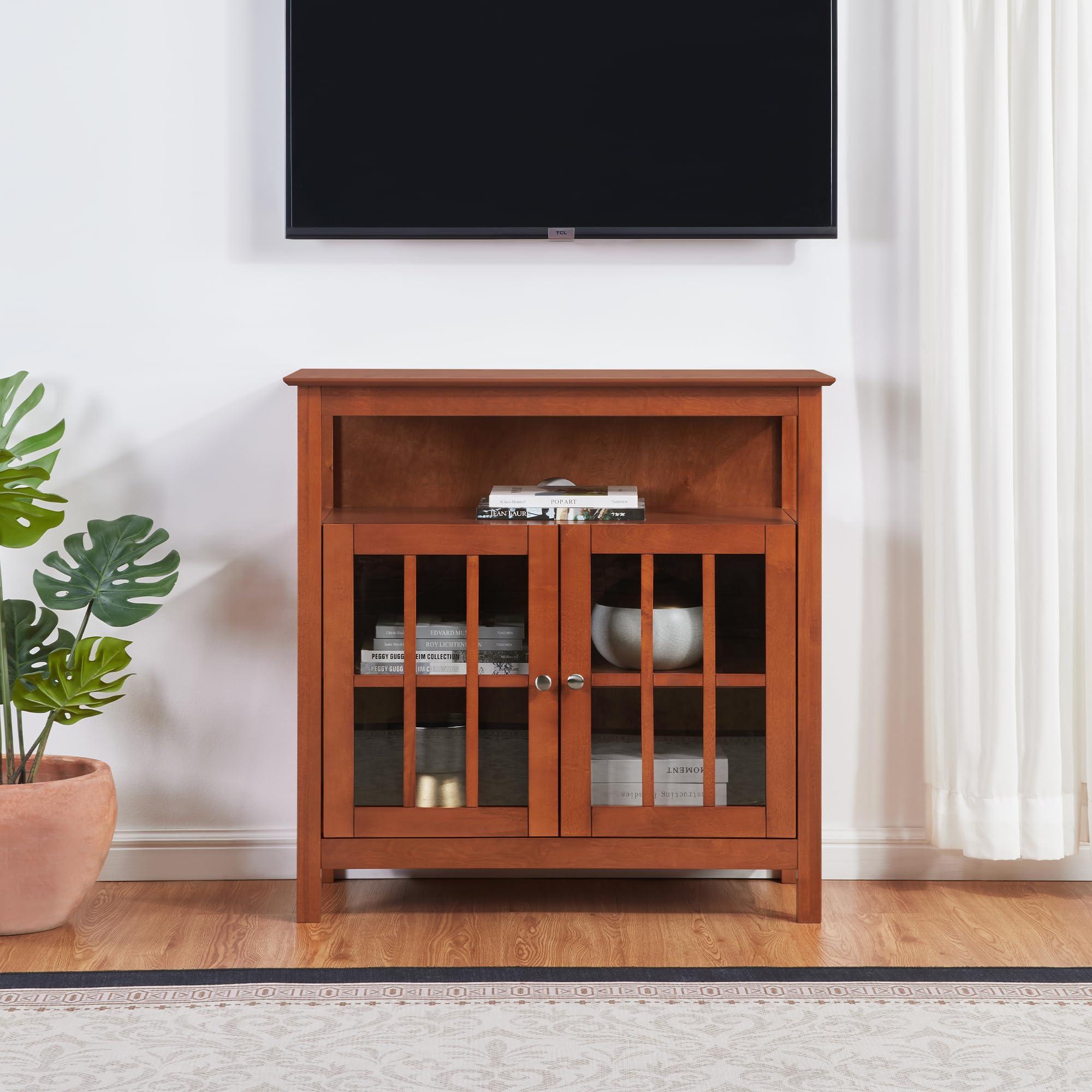 Convenience Concepts Convenience Concepts Big Sur Highboy TV Stand 36" - Modern Entertainment Center For TVs up to 40", Storage Cabinet for Dining, Living, & Family Room, Console Hall Table with Shelves, Cherry