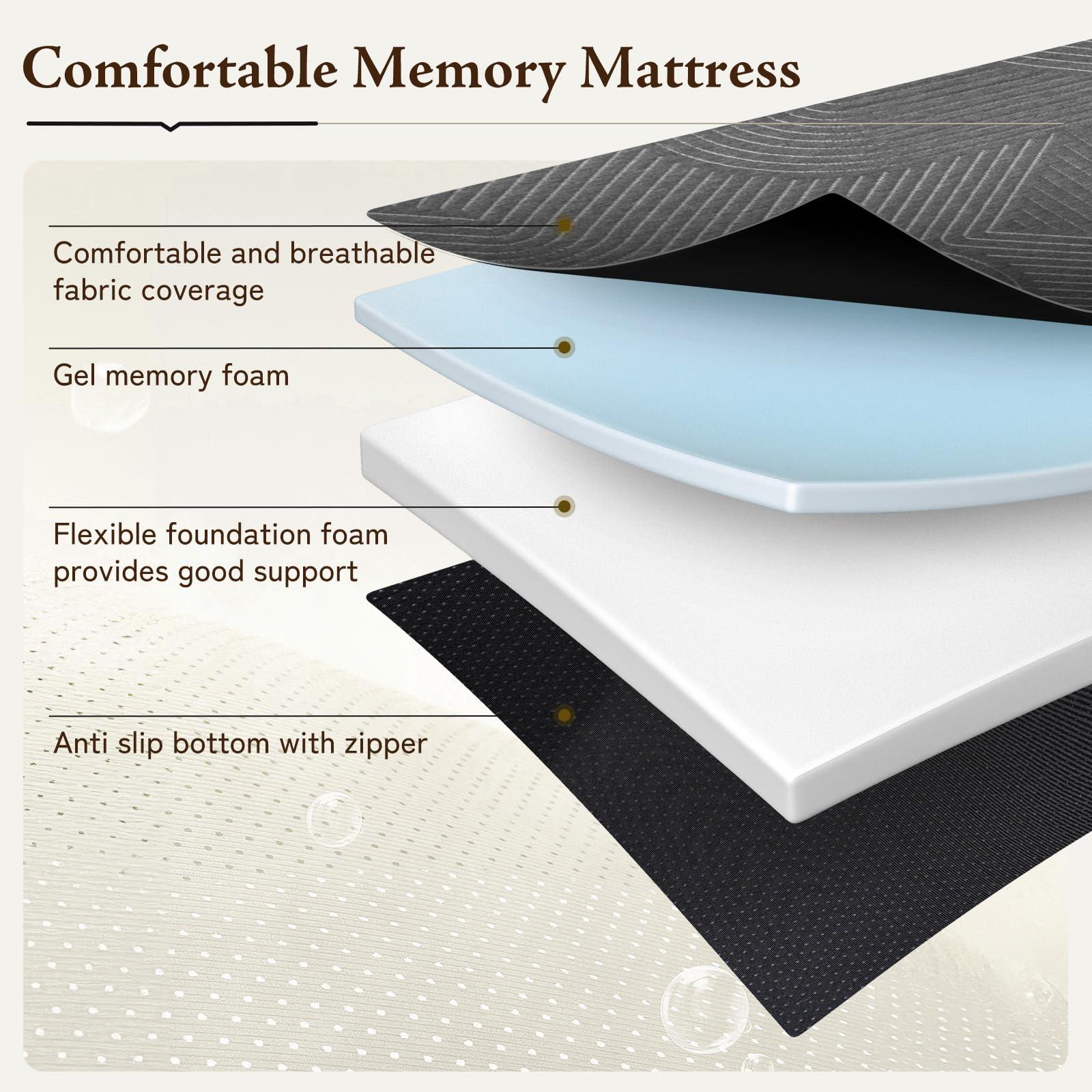 GEMBED GEMBED Tri Folding Mattress Full Size - Memory Foam Tri-fold Mattress, Handle & Non-Slip Bottom, Portable Foldable Sofa Bed Floor Mattress Chair for Travel RV Camping Guest Yoga - 4 Inch, 73\"x52\"x4\"