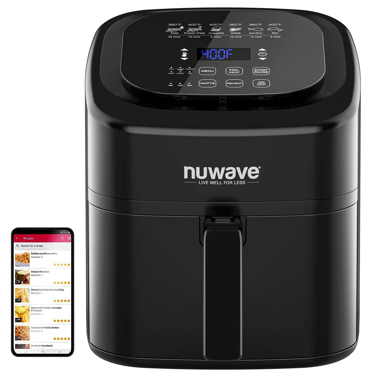 Nuwave Nuwave 6-quart Brio Healthy Digital Air Fryer with One-Touch Digital Controls, 6 Preset Menu Functions & Removable Divider Insert, Black