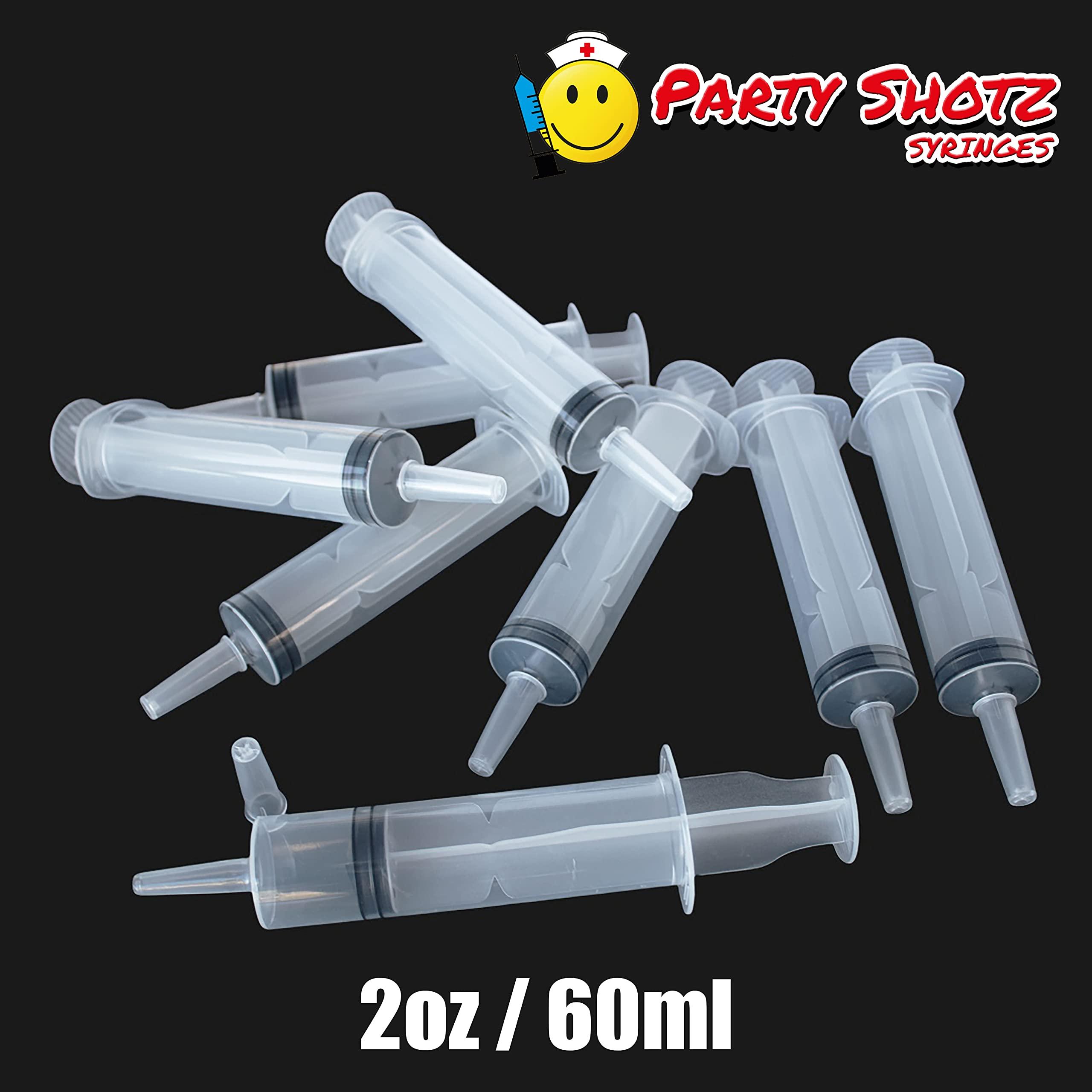 Party Shotz Party Shotz Jello Shot Syringes (Large 2oz with CAPS) Plastic Reusable Shots for Halloween, Christmas, Thanksgiving, Bachelorette Parties Favors - 60ml (2oz Jello Syringes, 50)