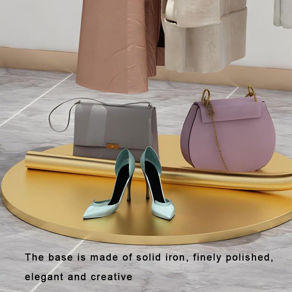 Zfmnoyev Clothing Rack, Freestanding Heavy Duty Clothing Rack, Metal Garment Rack with Stable Base, Portable Round C-Style Rack, Strong Bearing Capacity, for Retail Home Clothing Store ( Color : Gold , Size :