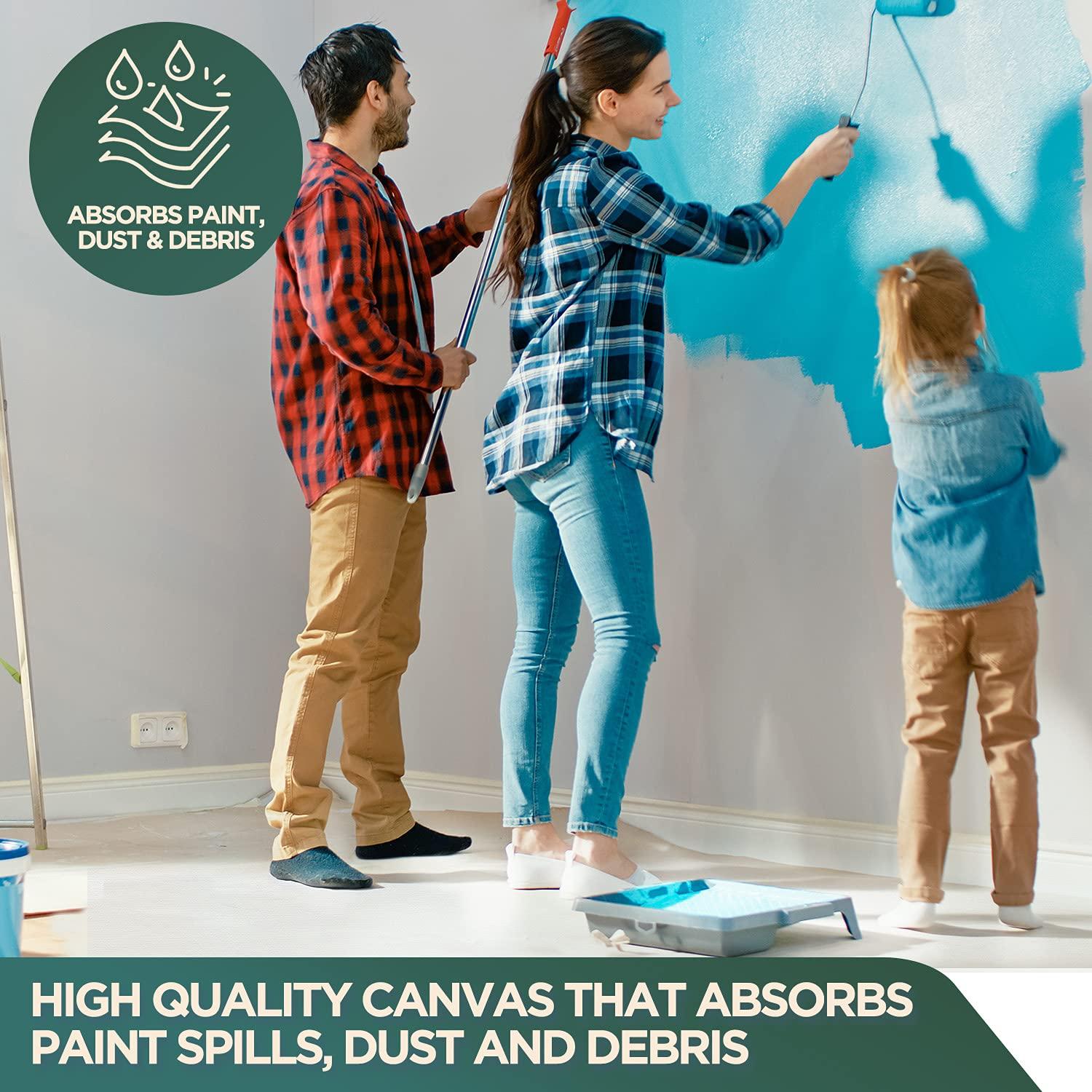 CCS CHICAGO CANVAS & SUPPLY All Purpose Canvas Drop Cloth by CCS CHICAGO CANVAS & SUPPLY - Paint Tarp, Canvas Fabric, Drop Cloth Curtains, Paint Drop Cloth, Washable & Reusable Drop Cloth for Painting - 4 by 12 Feet