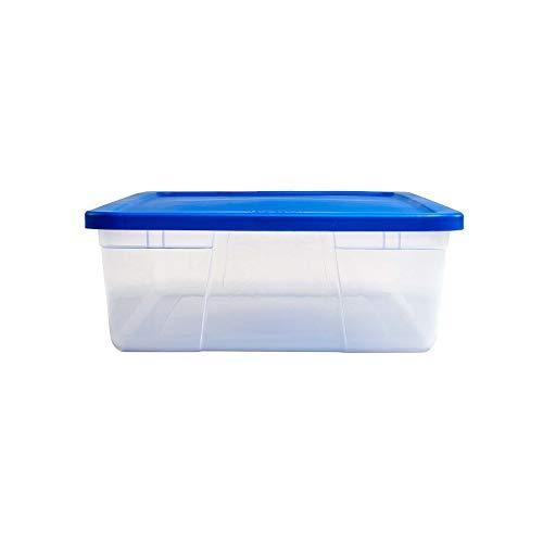HOMZ HOMZ Plastic Underbed Storage, With Lid, 28 Quart, Clear, Stackable, 8-Pack, Blue 3228CLBLDC.08
