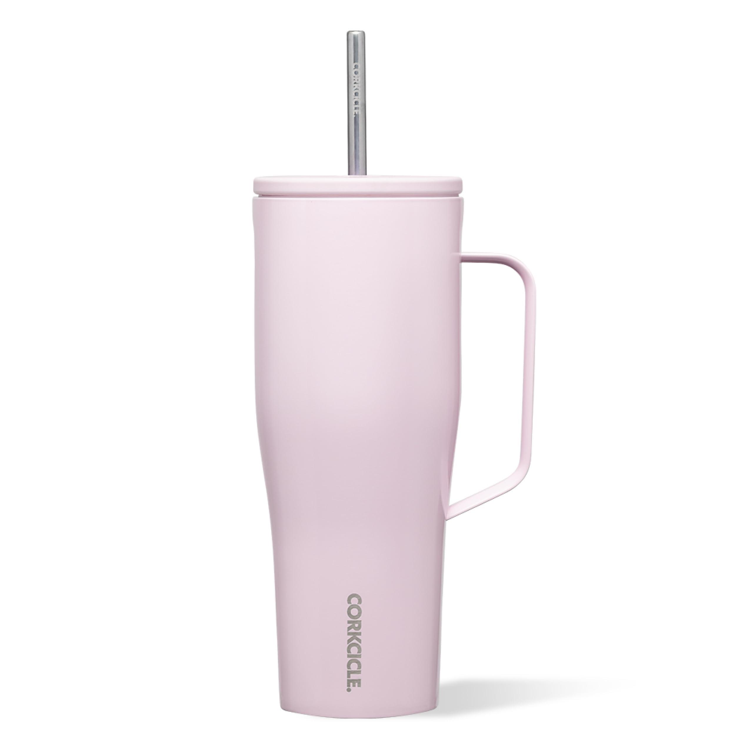 Corkcicle Corkcicle Cold Cup XL Insulated Tumbler with Handle, Lid, & Straw, Powder Puff, 30 oz Reusable Cupholder Friendly Water Bottle Keeps Drinks Cold 12hrs