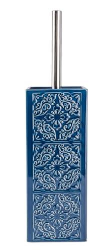 WENKO WENKO Cordoba Blue-Toilet Brush Holder, Closed Form, 9.5 x 9.5 x 35 cm