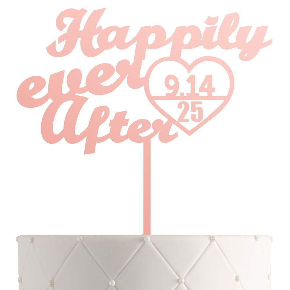 Just Customized Personalized Wedding Cake Topper With Customized Bride and Groom Marriage Date Happily Ever After