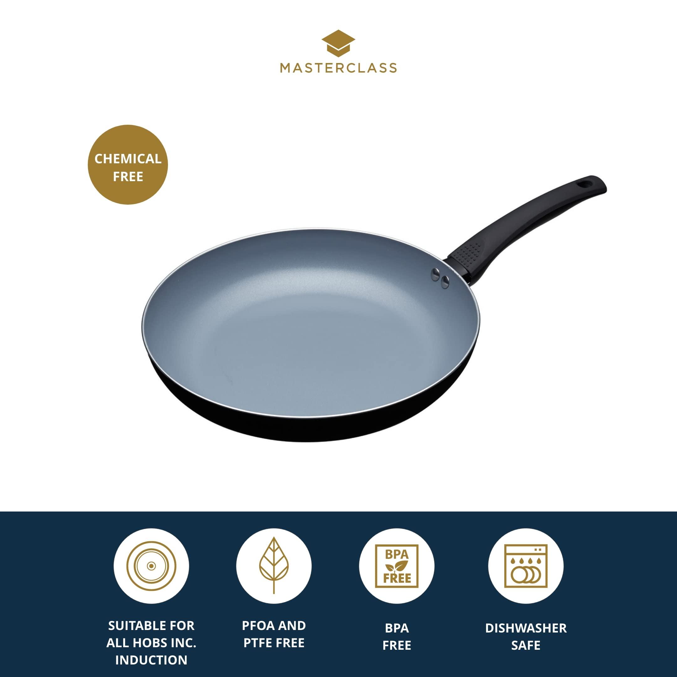 MasterClass MasterClass Eco Induction Frying Pan with Healthier Ceramic Chemical Free Non Stick, Large, Aluminium/Iron, Black/Blue, 30 cm