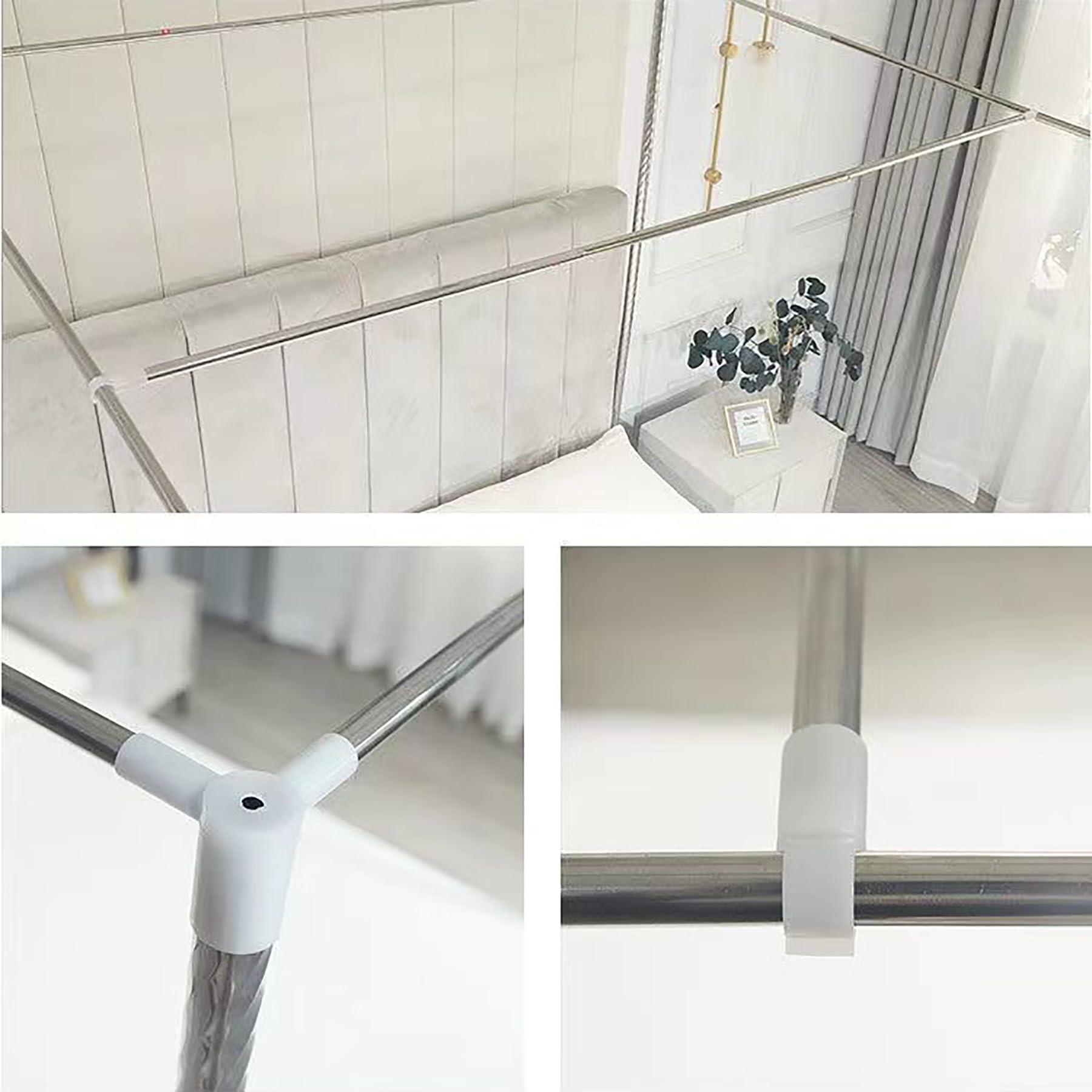 TYXFHSMY Princess Bed Netting Canopy for Stainless Steel Canopy Bed Frame Curtains 4 Corners Post Canopy Bed Curtain for Bedroom Decoration,King