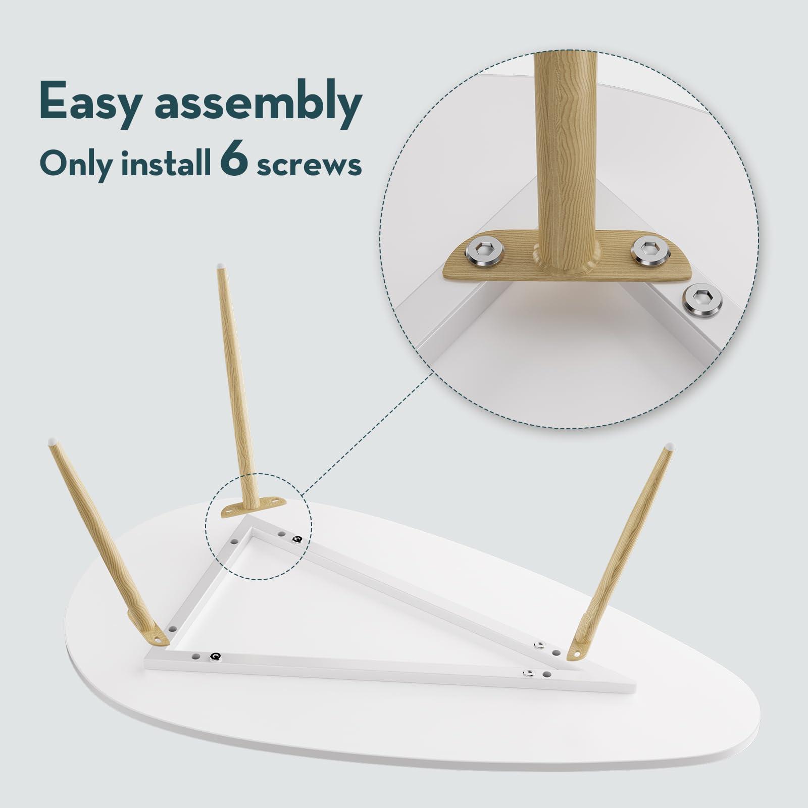 SAYGOER SAYGOER Modern Coffee Table White Oval Coffee Tables for Living Room Simple Center Table for Small Space Home Office Easy Assembly 22.2\" D x 42.5\" W x 17.1\" H, White