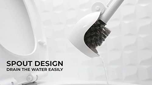 ELYPRO ELYPRO Drip-Free Toilet Brush with Holder - Hygienic White Bathroom Bowl Cleaner, Portable Scrubber with Unique No-Drip Caddy, Ideal for Home, RV, Boat