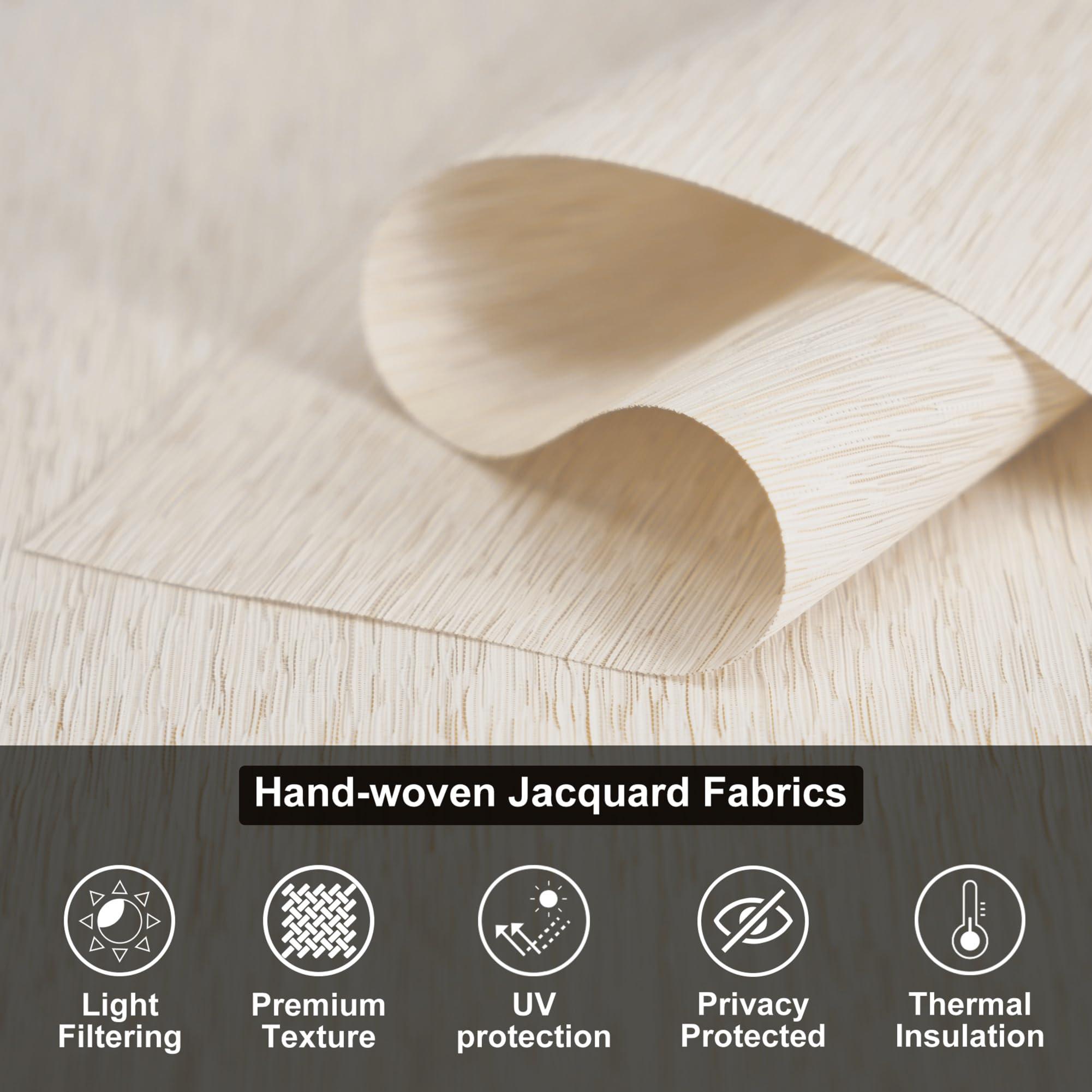 Sulugood Sulugood Roller Shades for Windows,Light Filtering Roller Blinds with Cassette Valance,Window Blinds,Jacquard Thermal Insulation Energy Saving Cordless Shades for Home Door,Beige,51" W x 56" H