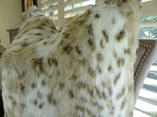Thomas Collection Thomas Collection Leopard Faux Fur Throw Pillow for Sofa - Leopard Pillow - Taupe White Brown Throw Pillow - Leopard Throw Pillow - Animal Pillow, Made in USA, 17431